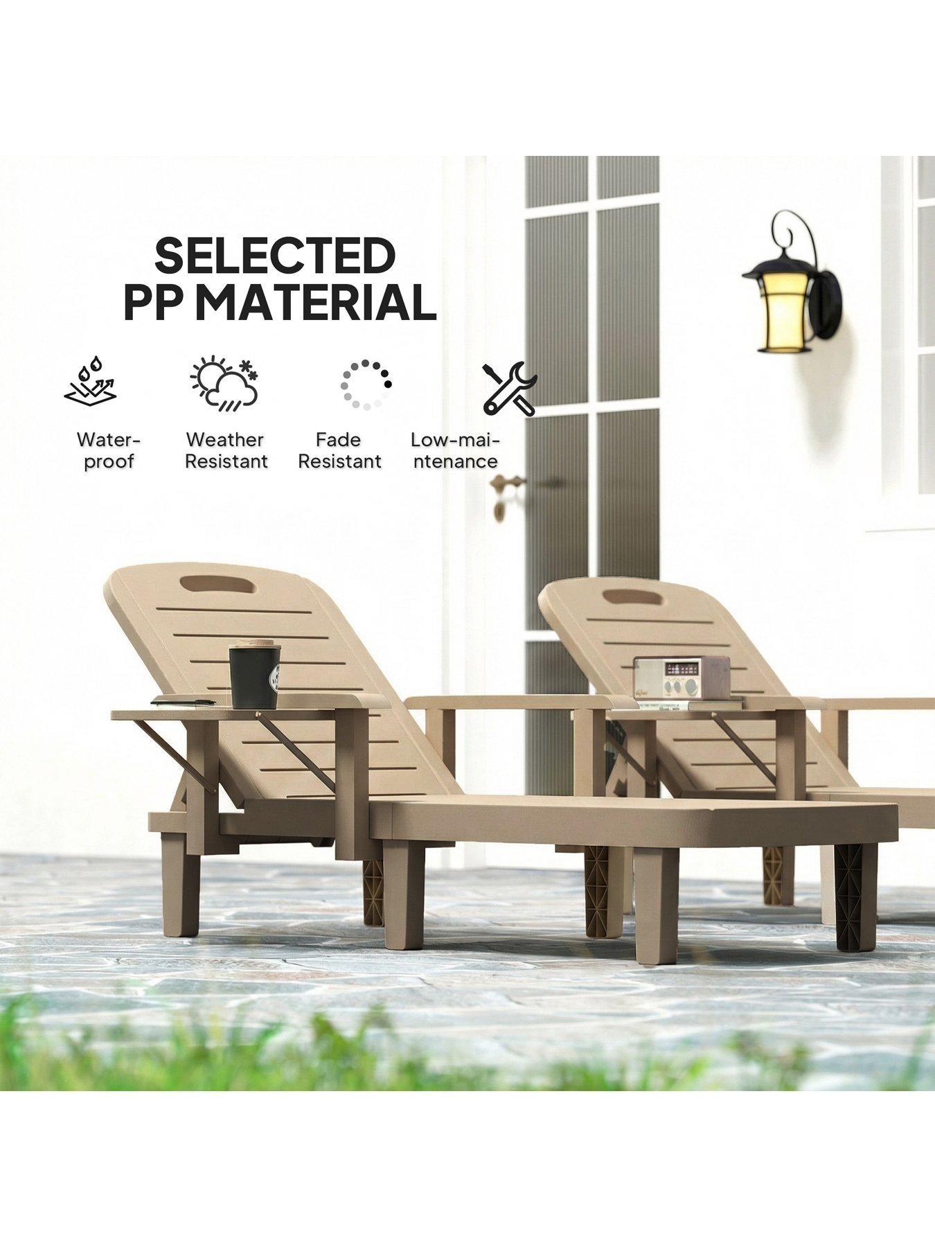 Image 4 of 7 of OutSunny Set 2 Sun Lounger- Natural