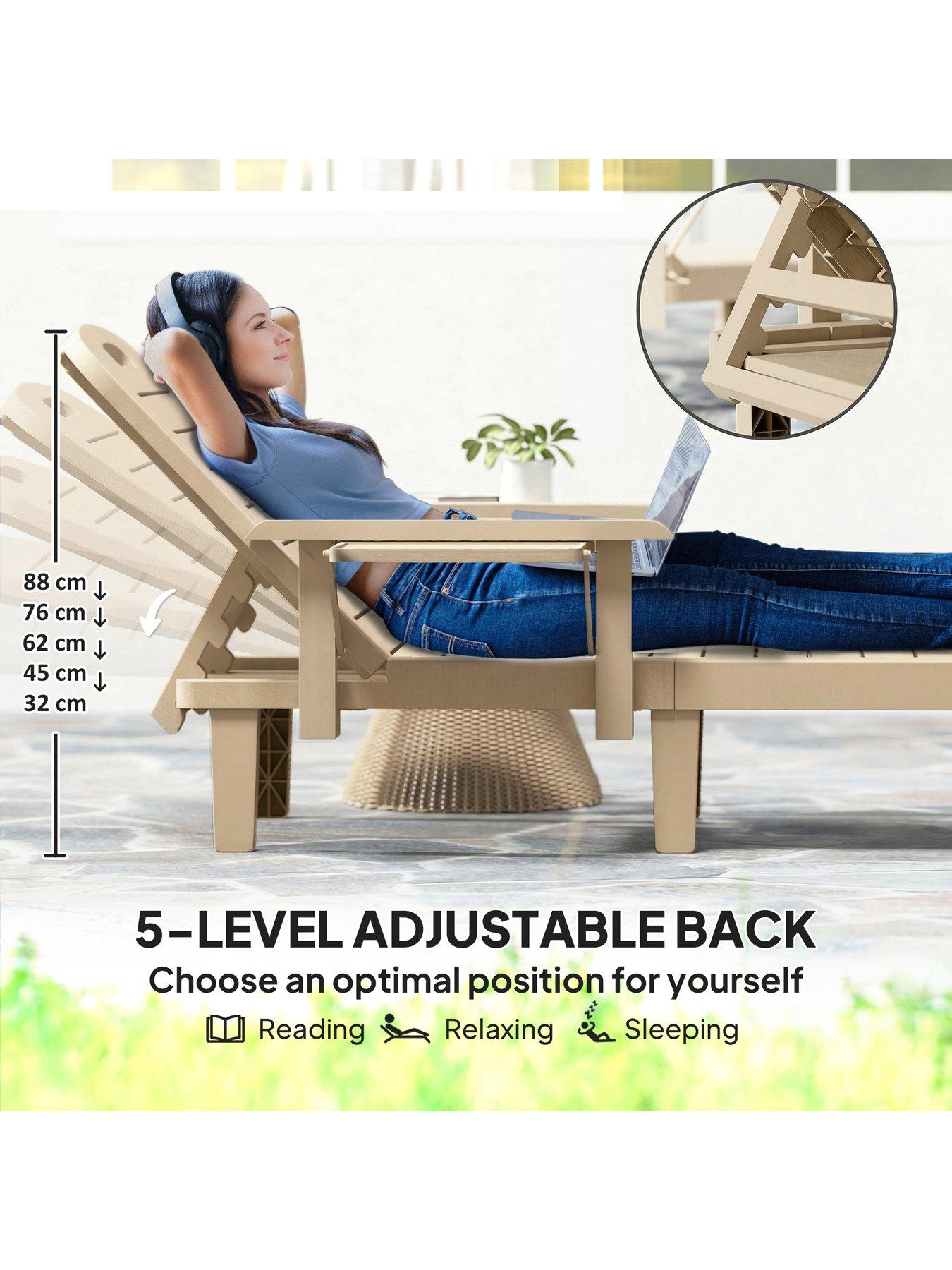 Image 5 of 7 of OutSunny Set 2 Sun Lounger- Natural