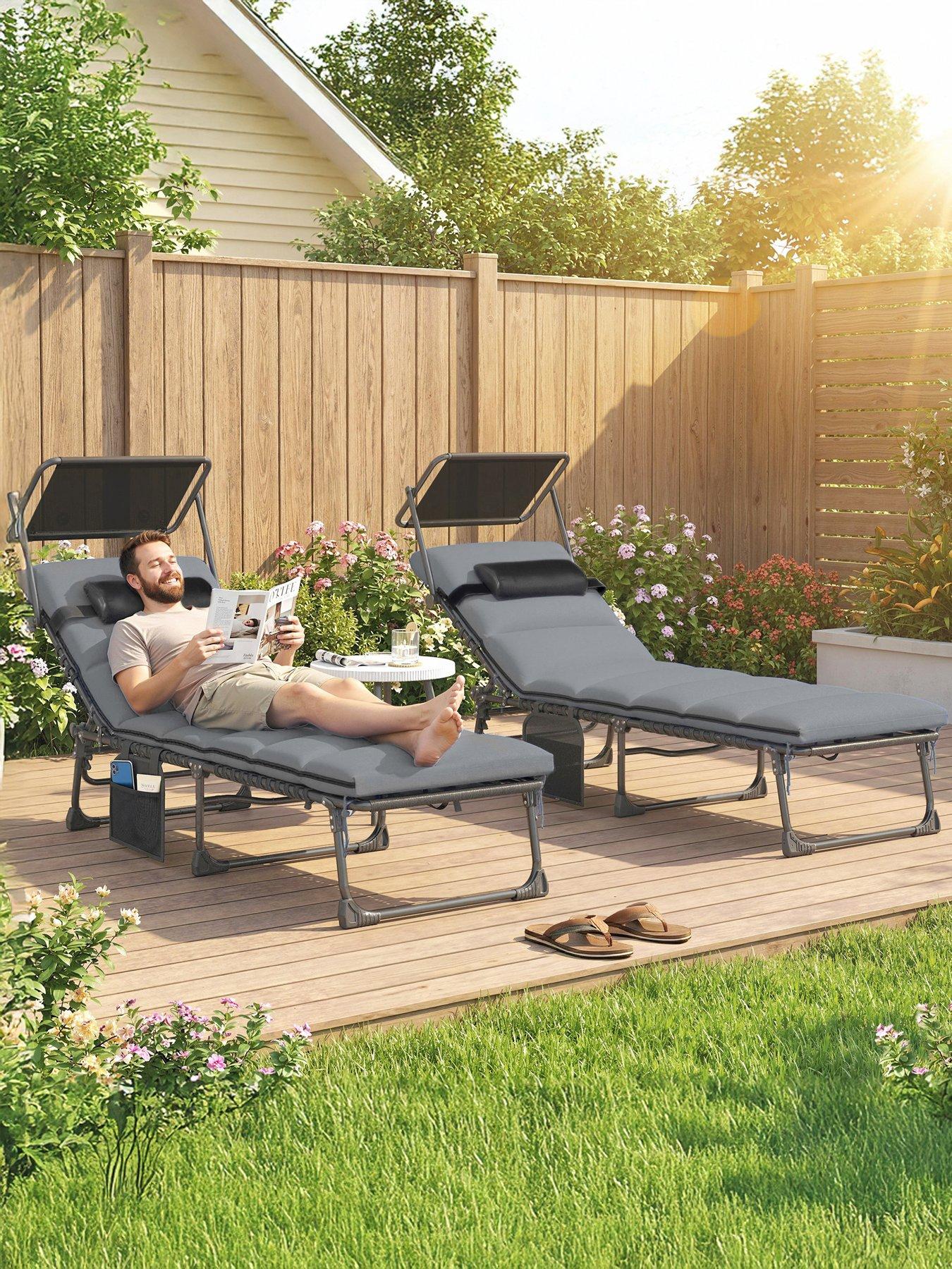 OutSunny Sun Lounger Set With Padded Cushions