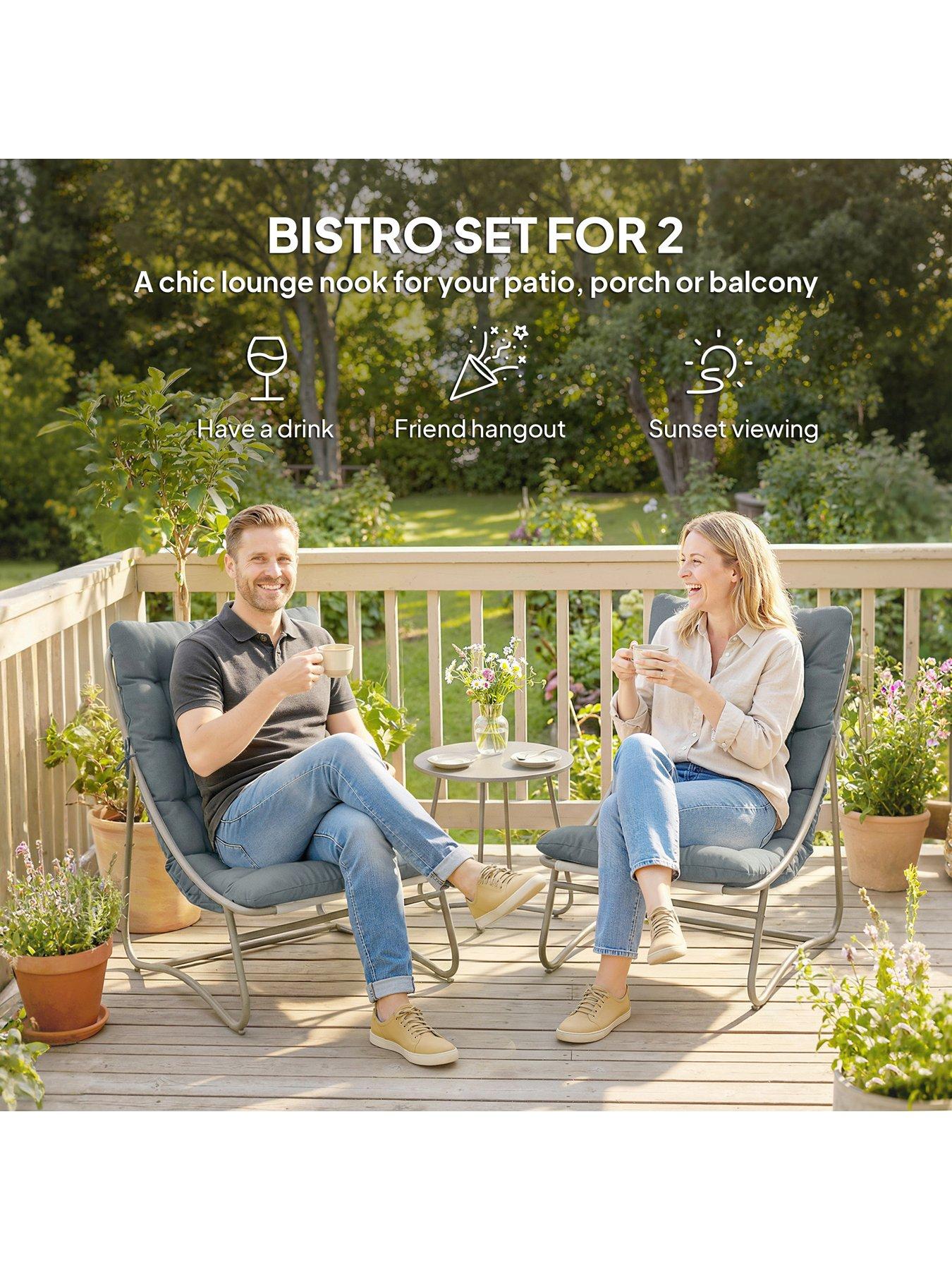 Image 4 of 7 of OutSunny Outdoor Bistro Set With Cushions