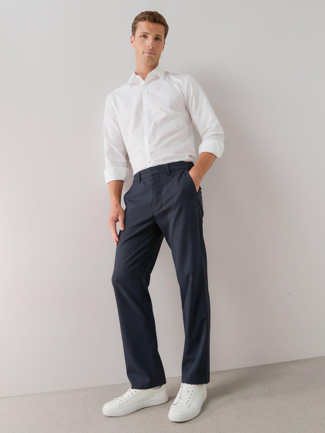 The Very Collection Check Detail Slim Fit Formal Trouser - Navy