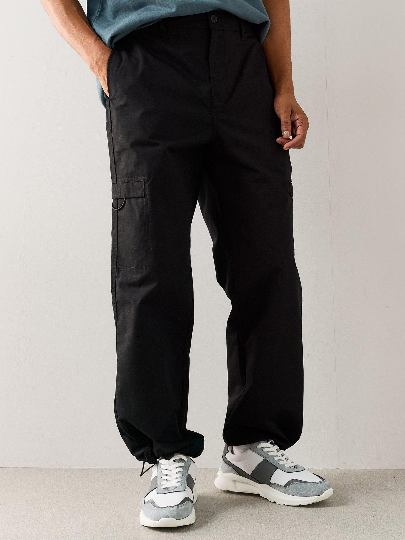 Image 3 of 7 of The Very Collection Straight Leg Cargo Ripstop Trousers - Black