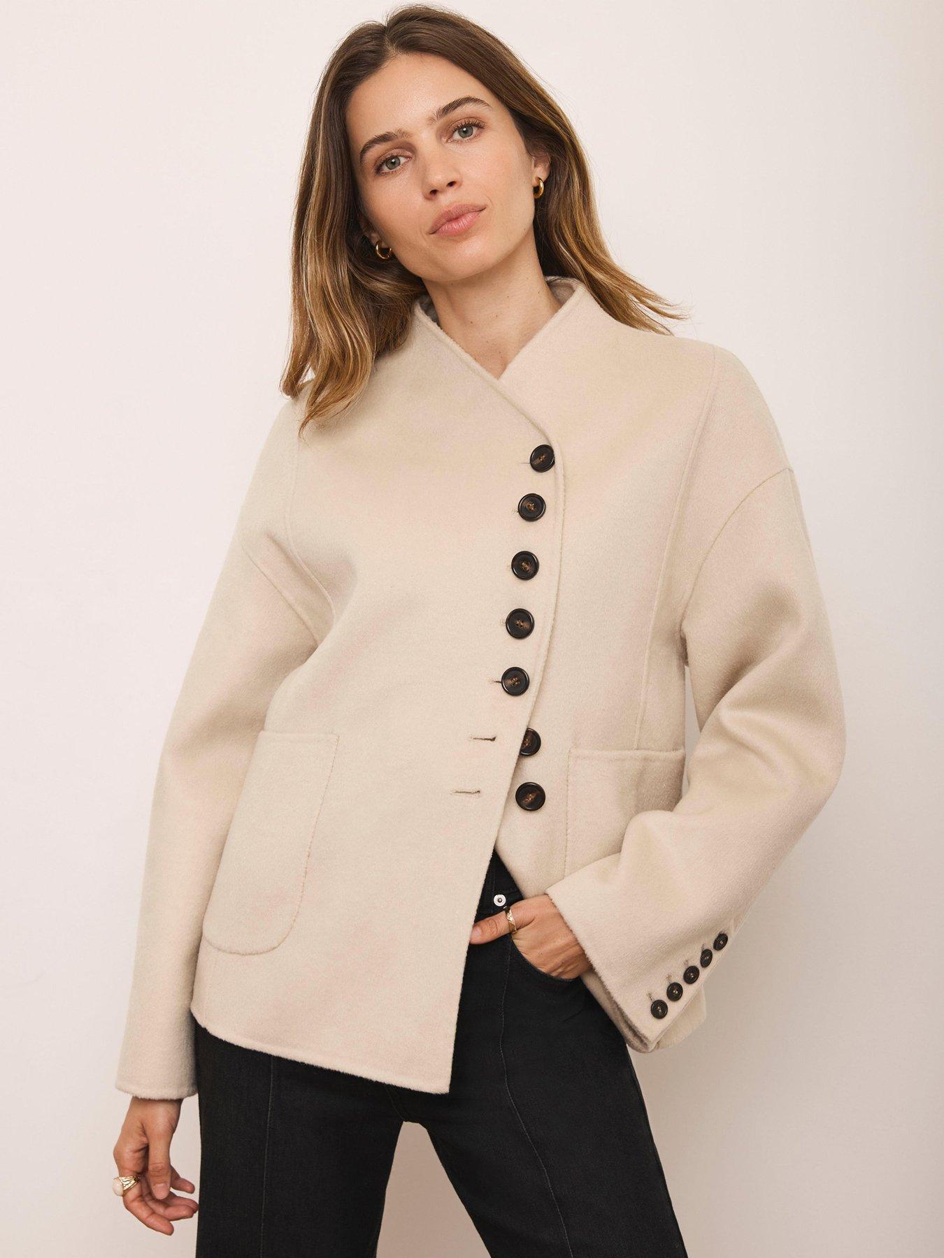  image of mint-velvet-hand-finished-button-detail-jacket-yellow