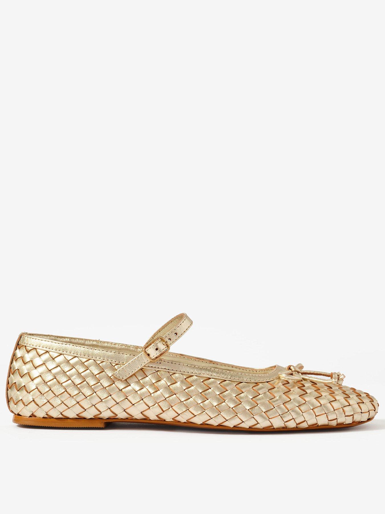  image of mint-velvet-charley-leather-woven-pump-gold