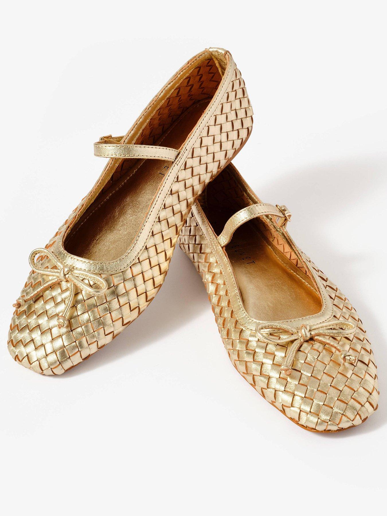  image of mint-velvet-charley-leather-woven-pump-gold