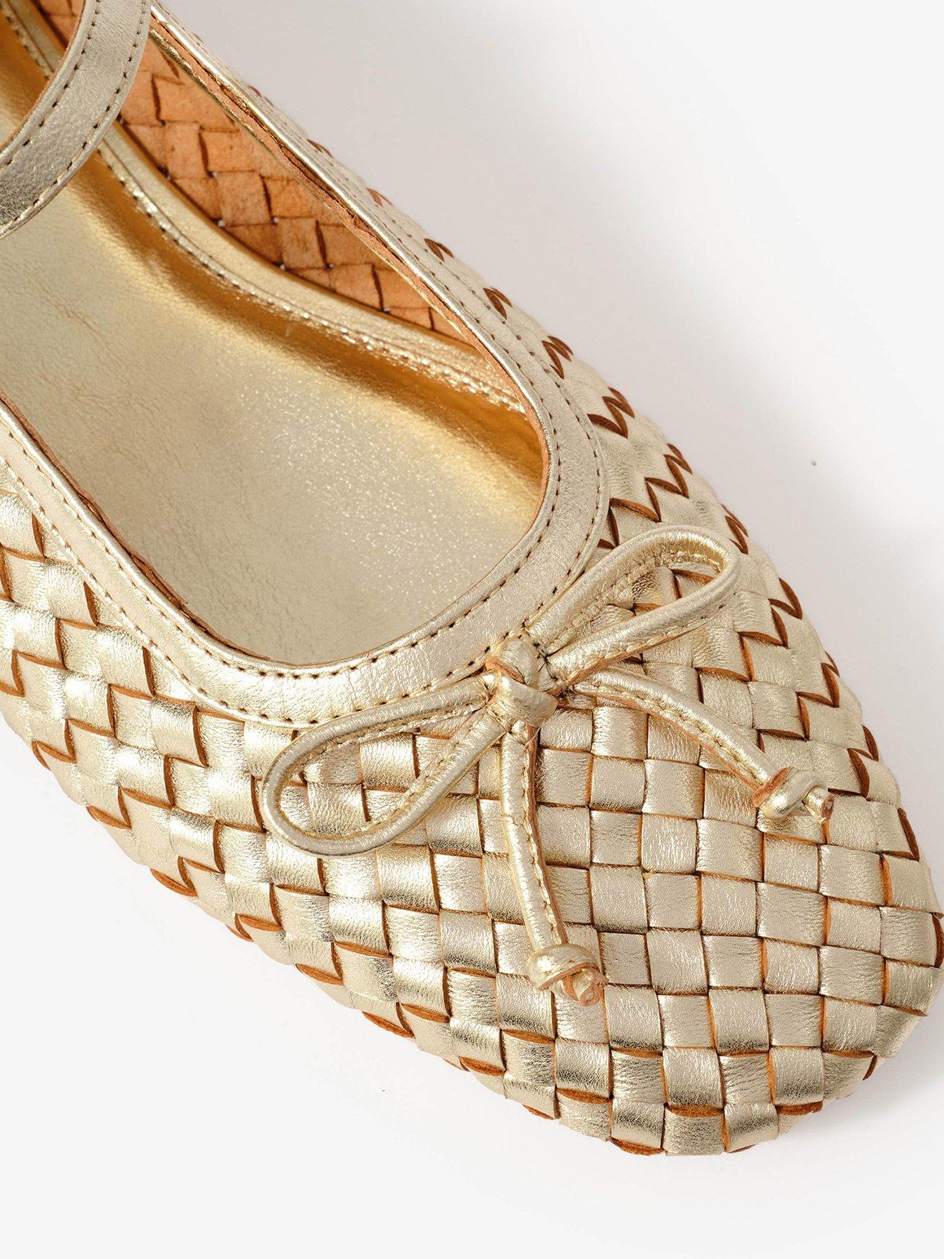  image of mint-velvet-charley-leather-woven-pump-gold