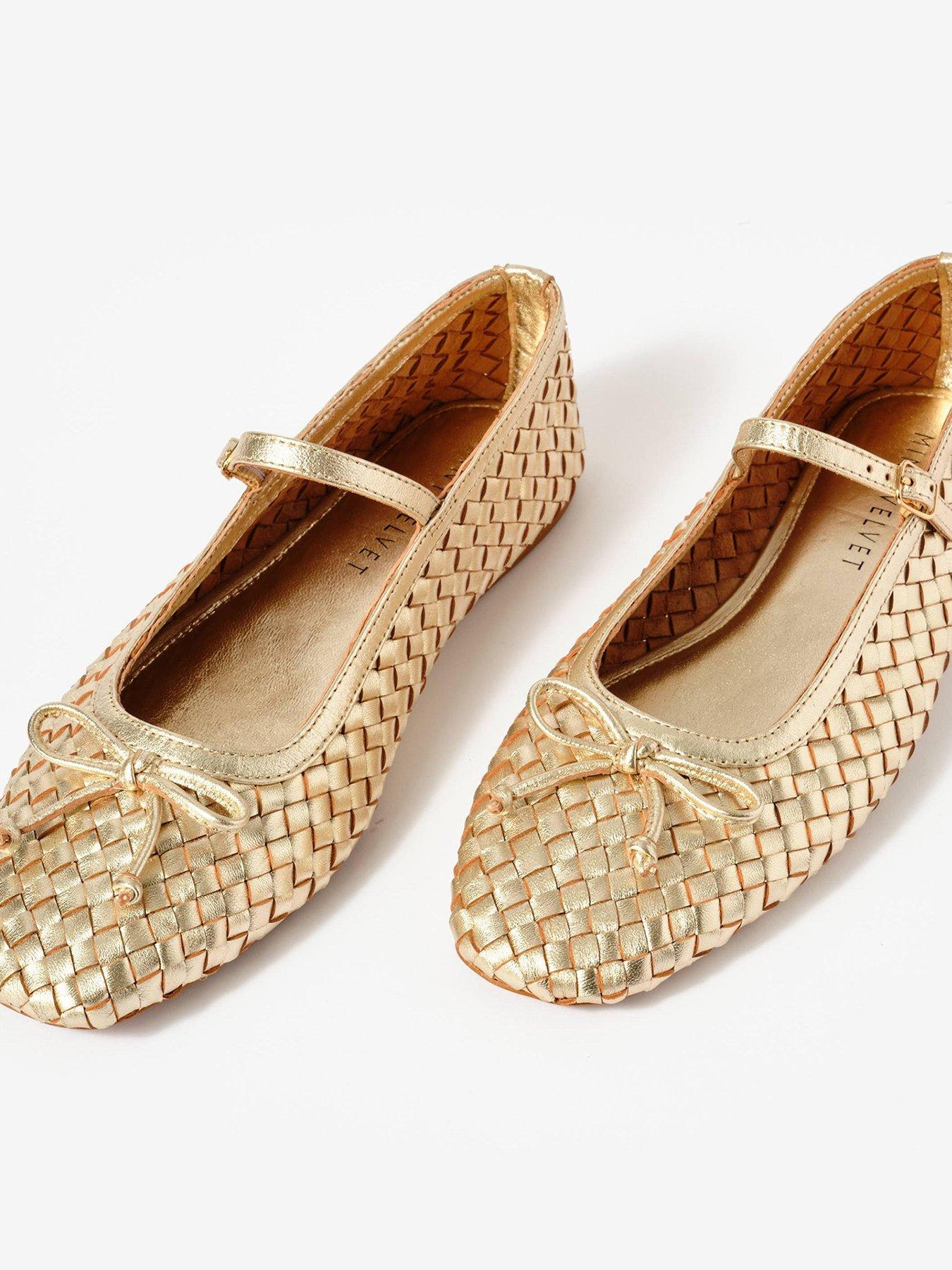  image of mint-velvet-charley-leather-woven-pump-gold