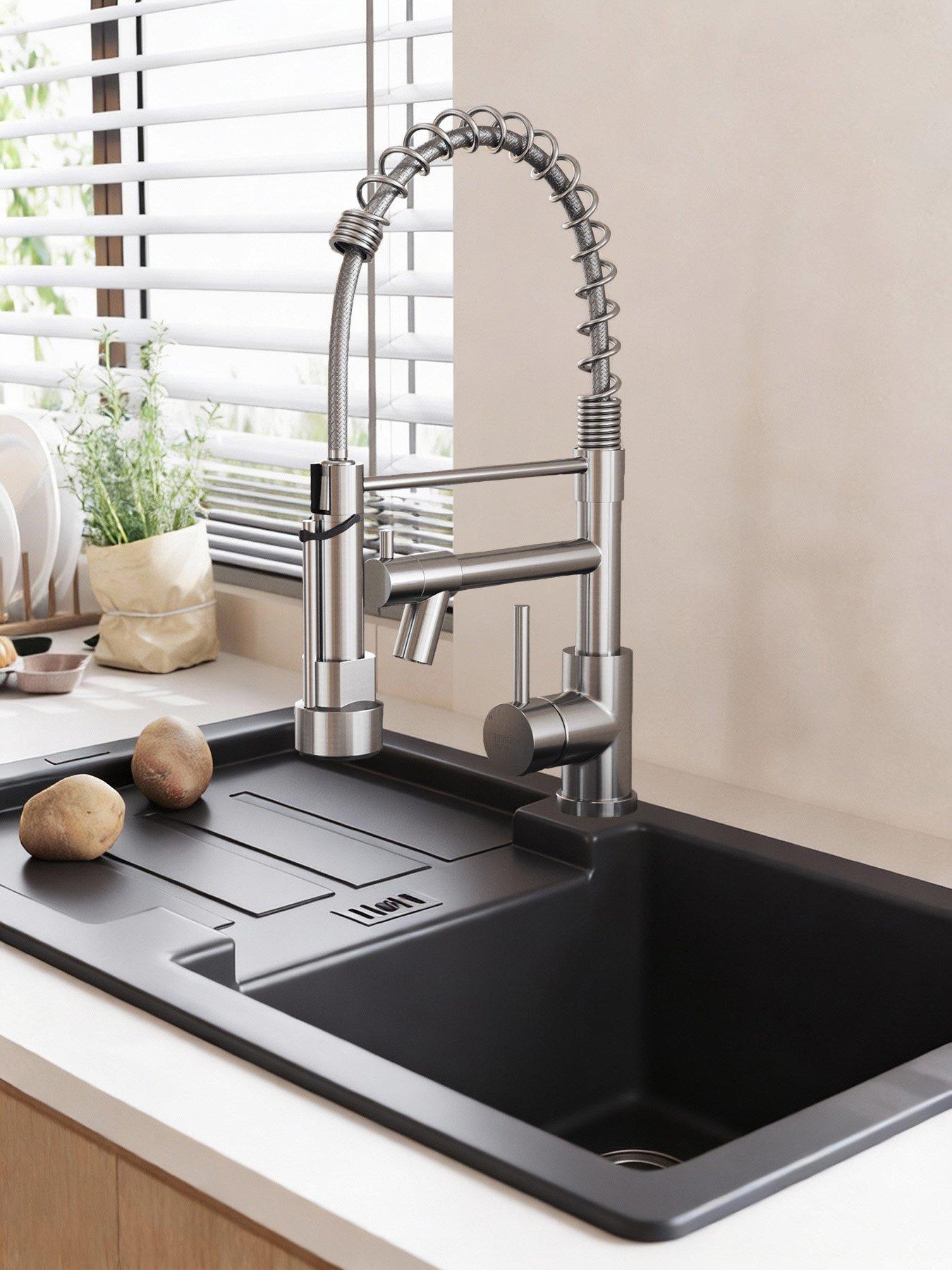 Image 4 of 7 of Living and Home Kitchen Faucet With Pull Down Spring Spout