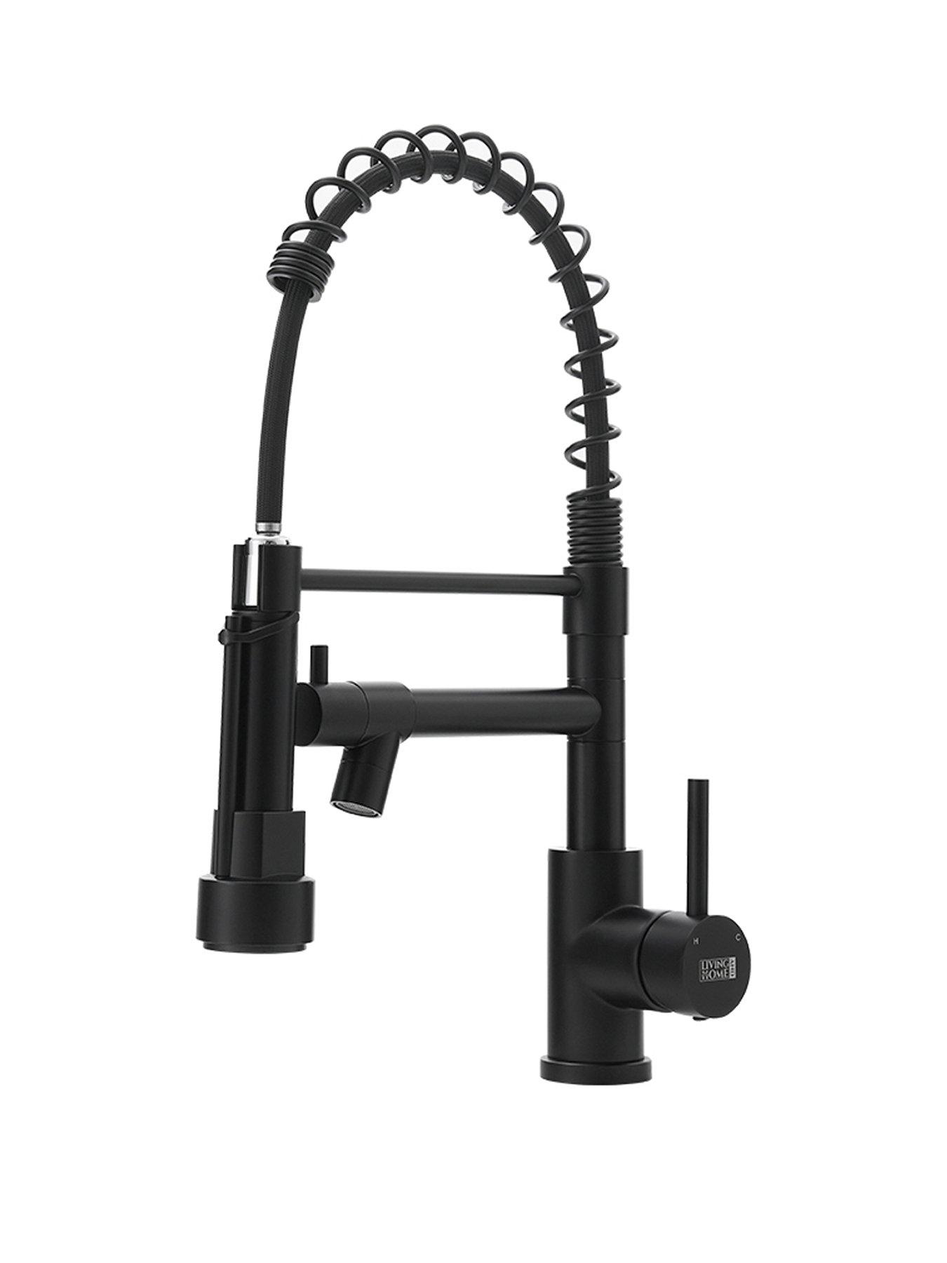 Image 2 of 7 of Living and Home Black Kitchen Faucet With Pull Down Spring Spout
