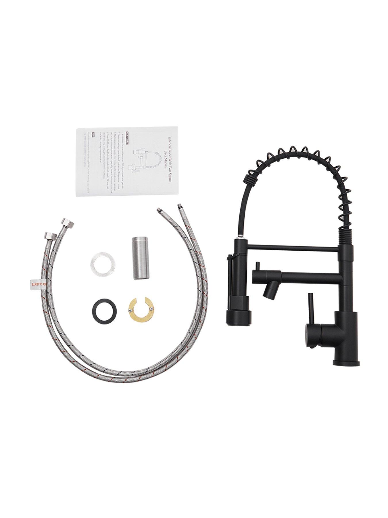 Image 6 of 7 of Living and Home Black Kitchen Faucet With Pull Down Spring Spout