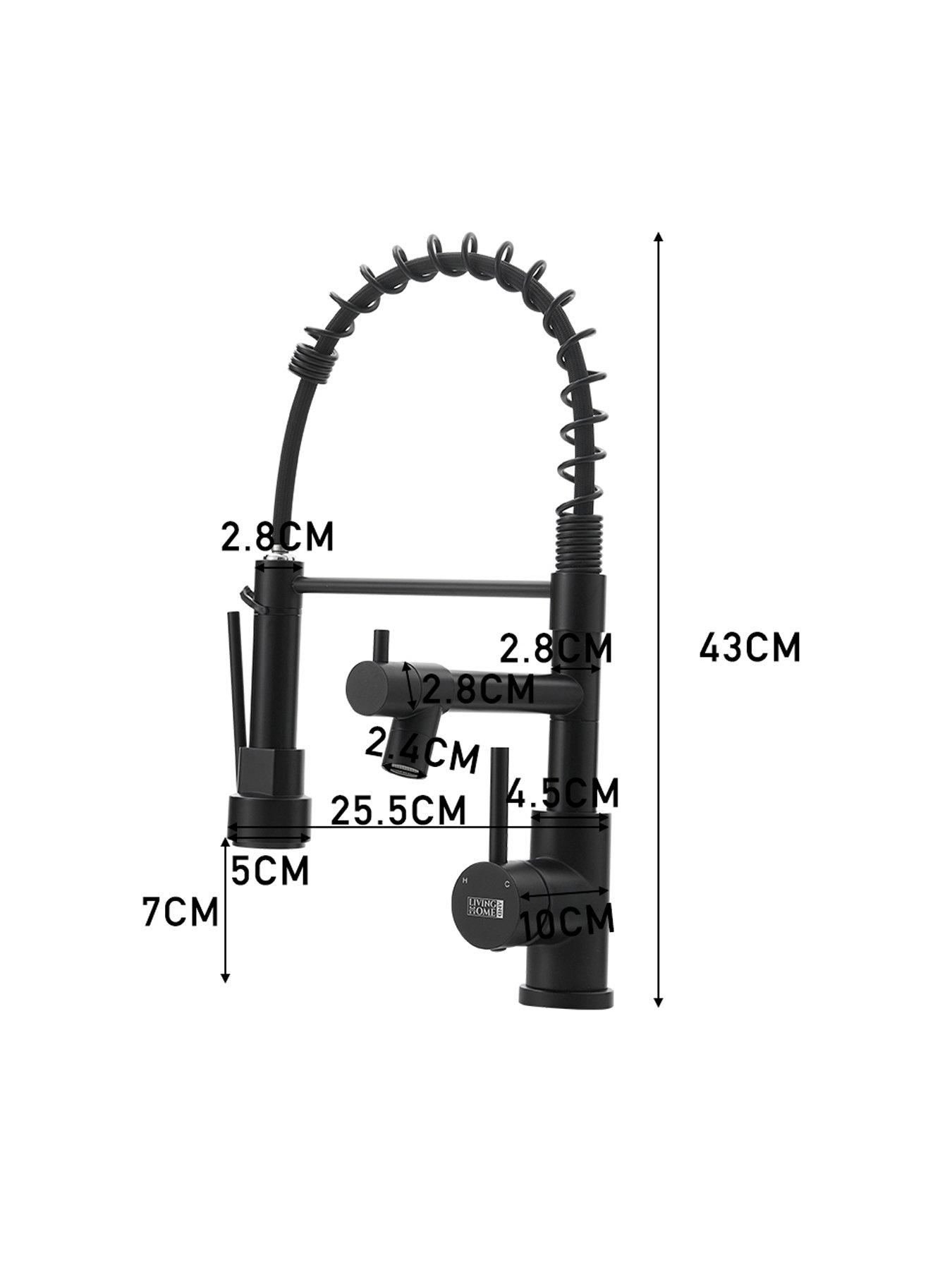 Image 7 of 7 of Living and Home Black Kitchen Faucet With Pull Down Spring Spout
