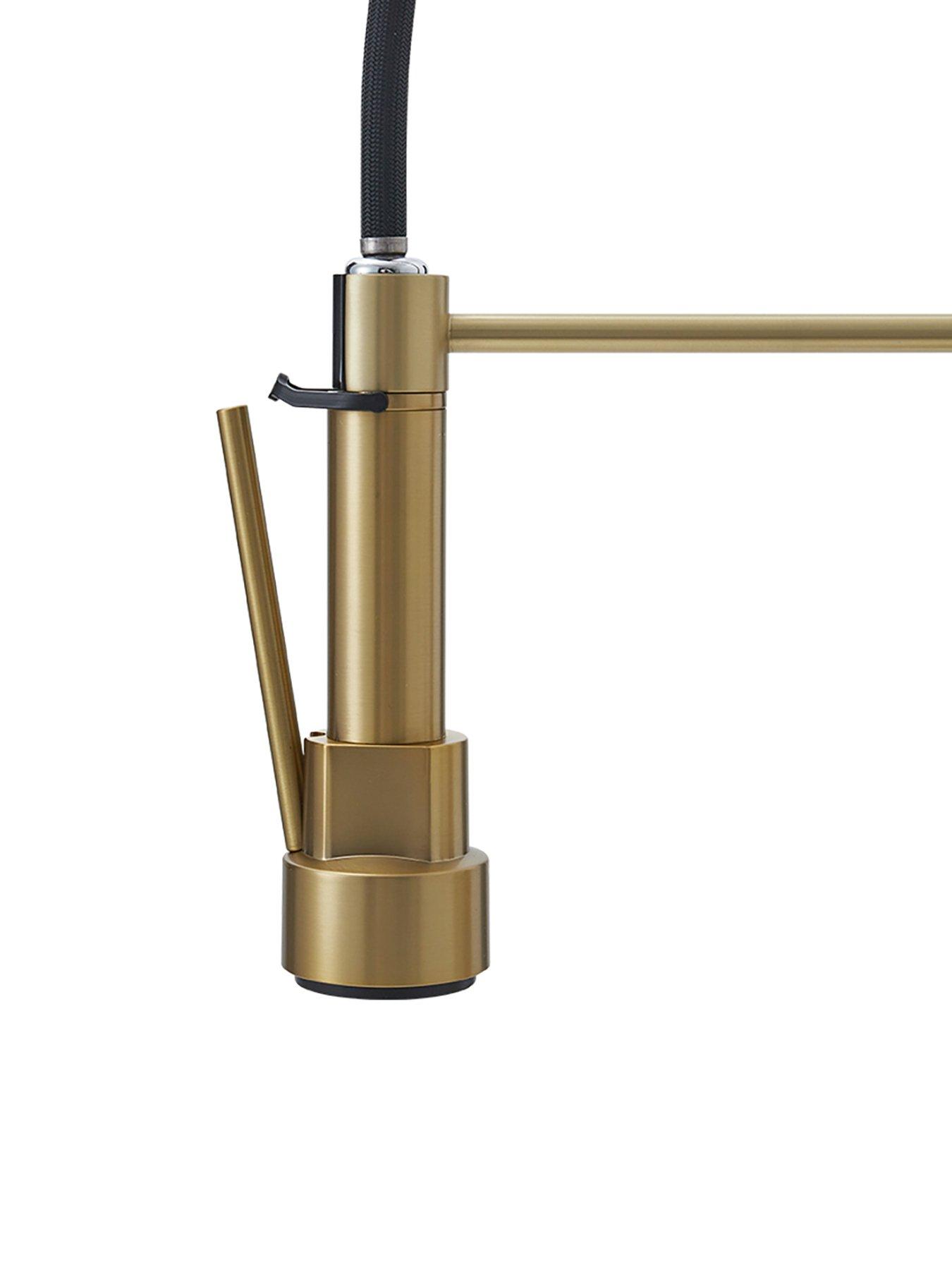 Image 6 of 7 of Living and Home Brushed Gold Kitchen Faucet With Pull Down Spring Spout