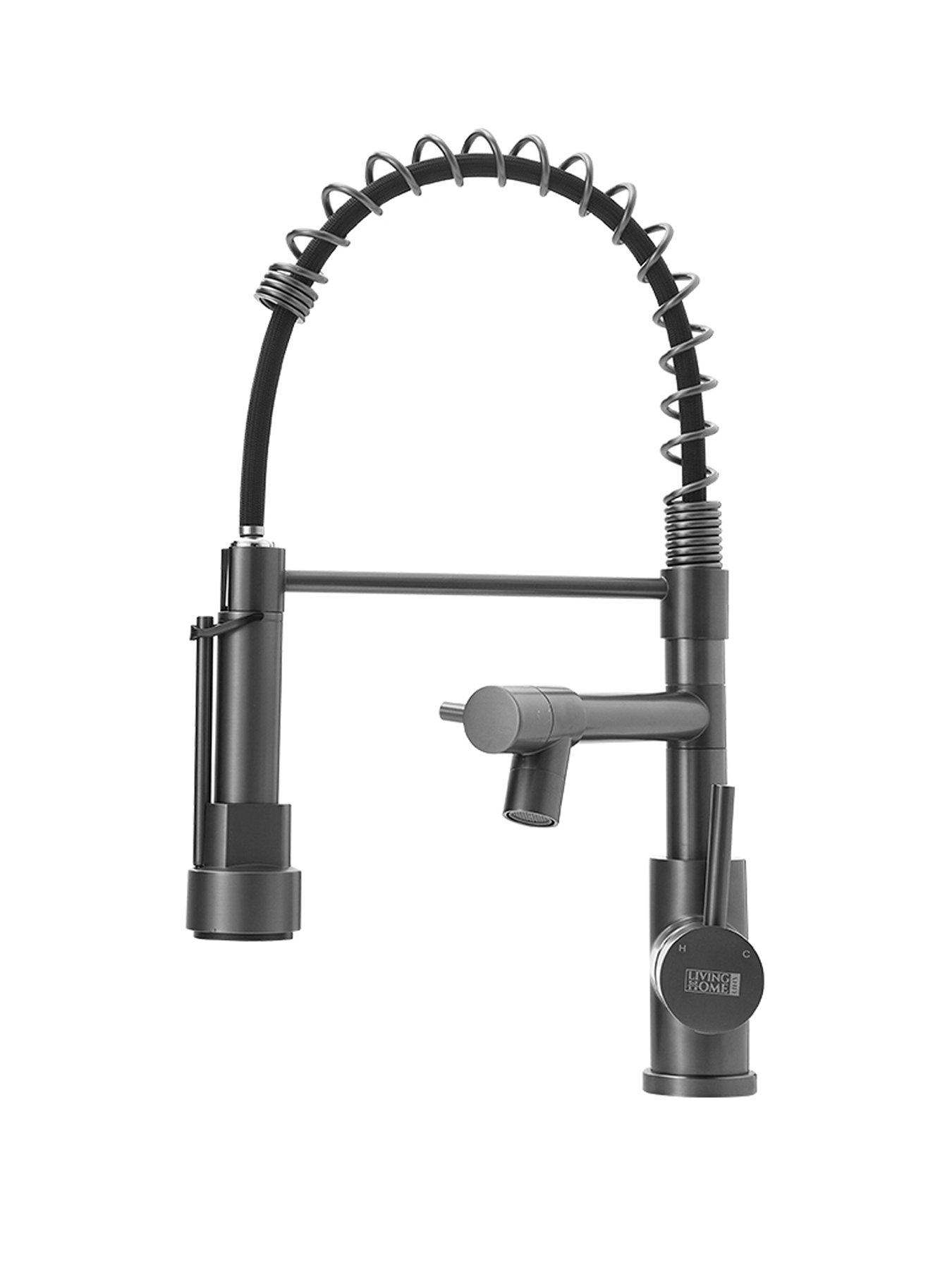 Image 2 of 7 of Living and Home Grey Kitchen Faucet With Pull Down Spring Spout