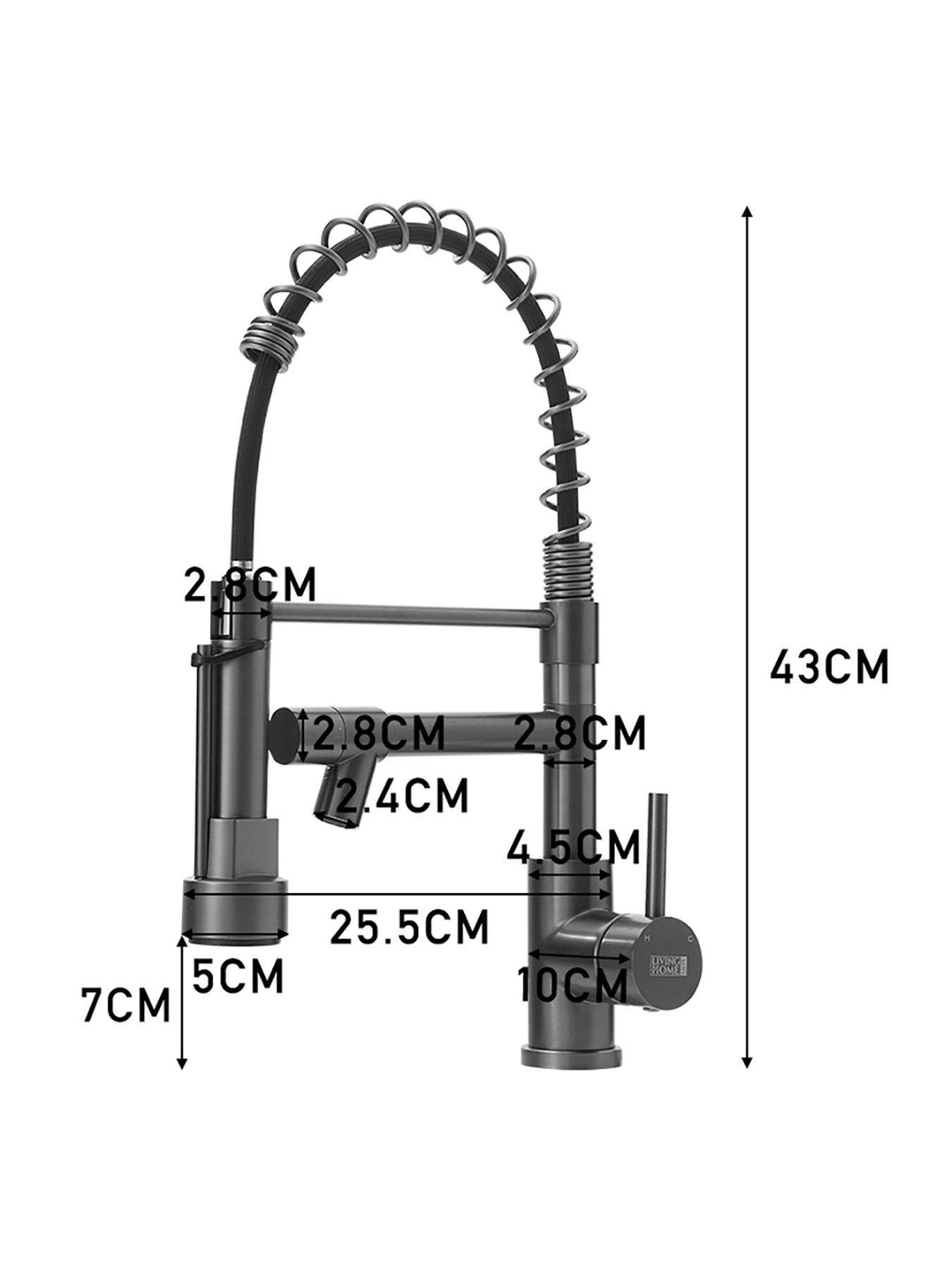 Image 7 of 7 of Living and Home Grey Kitchen Faucet With Pull Down Spring Spout