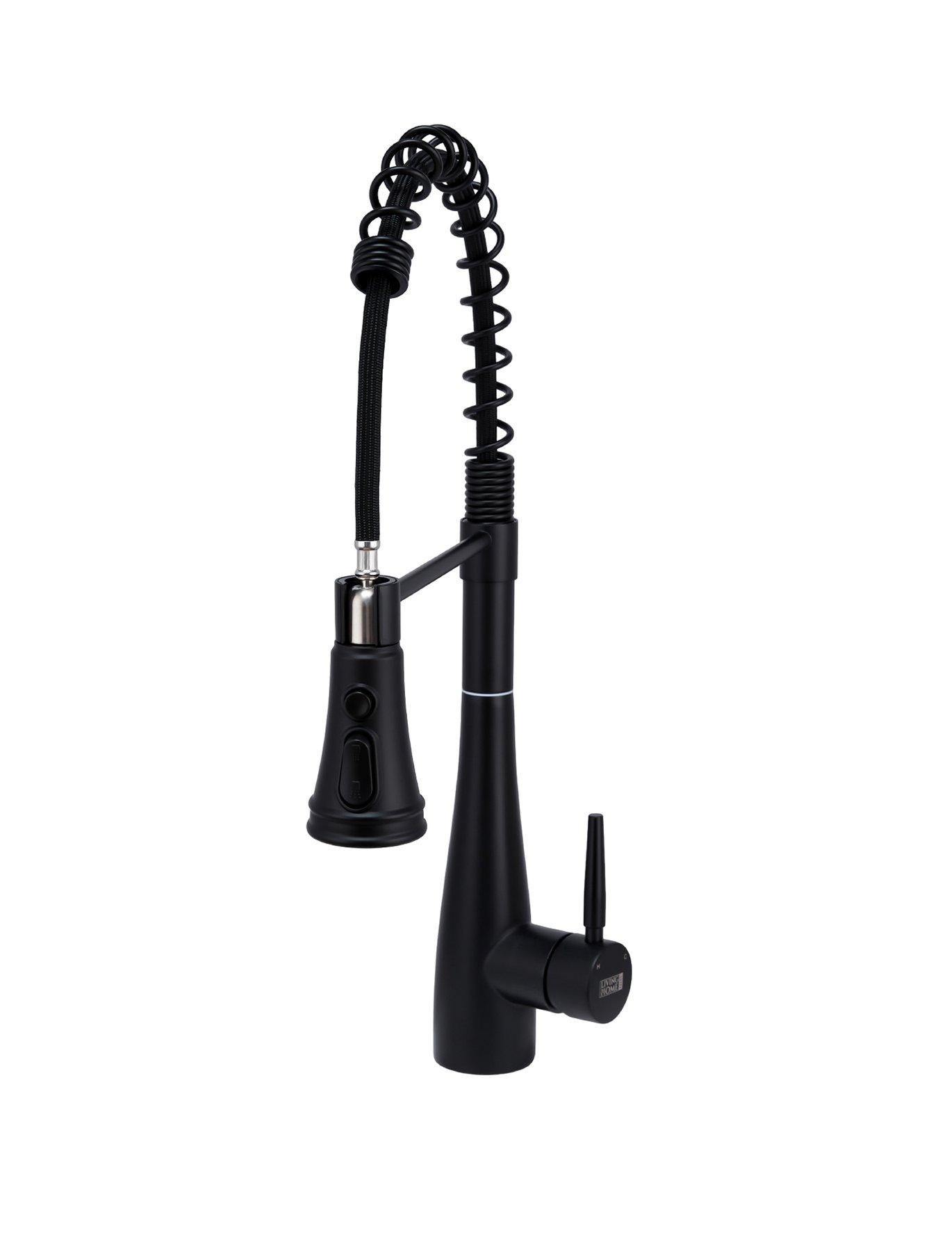 Image 2 of 7 of Living and Home Black Pre-rinse Pull-down Swivel Kitchen Faucet