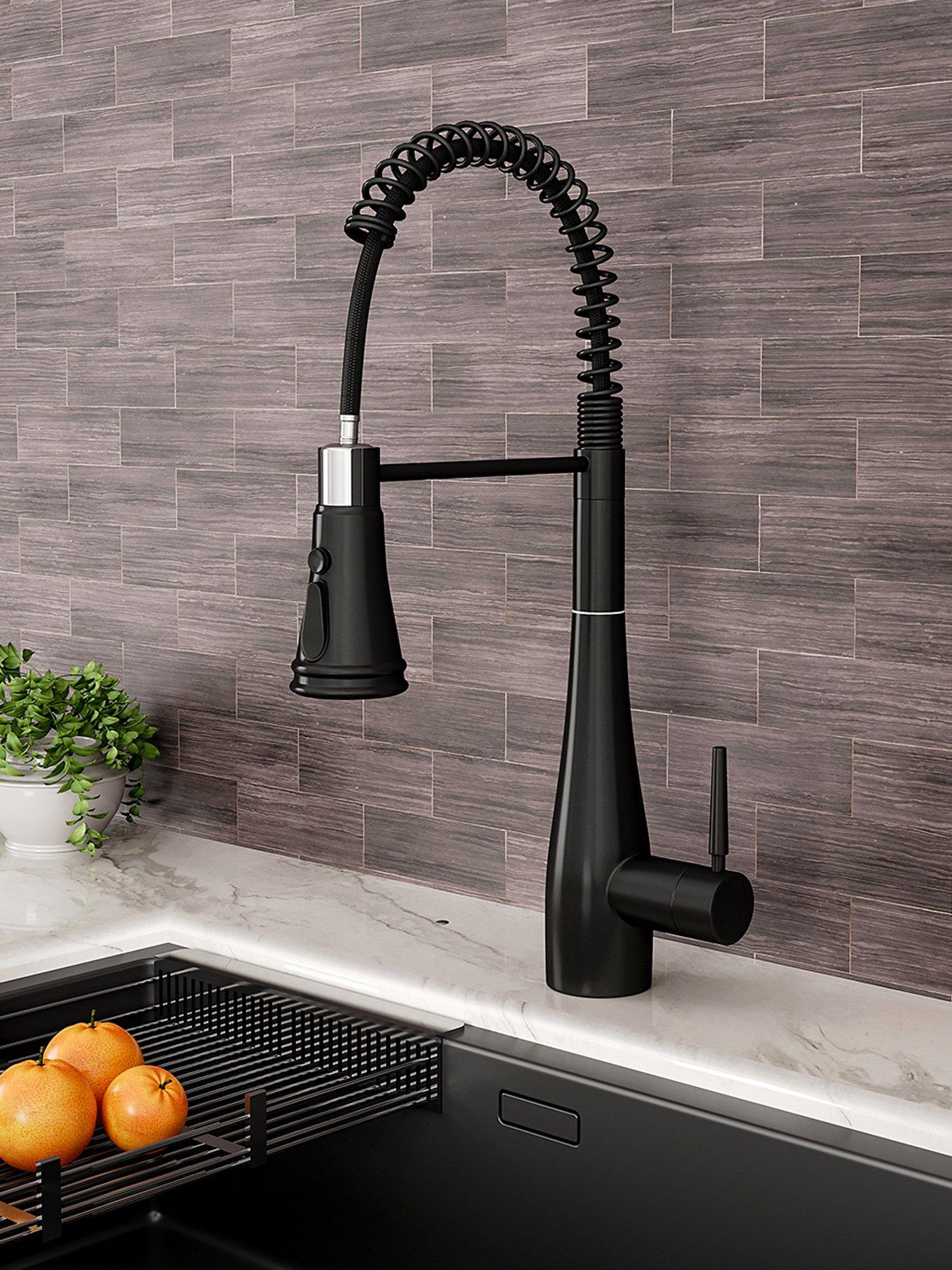 Image 4 of 7 of Living and Home Black Pre-rinse Pull-down Swivel Kitchen Faucet