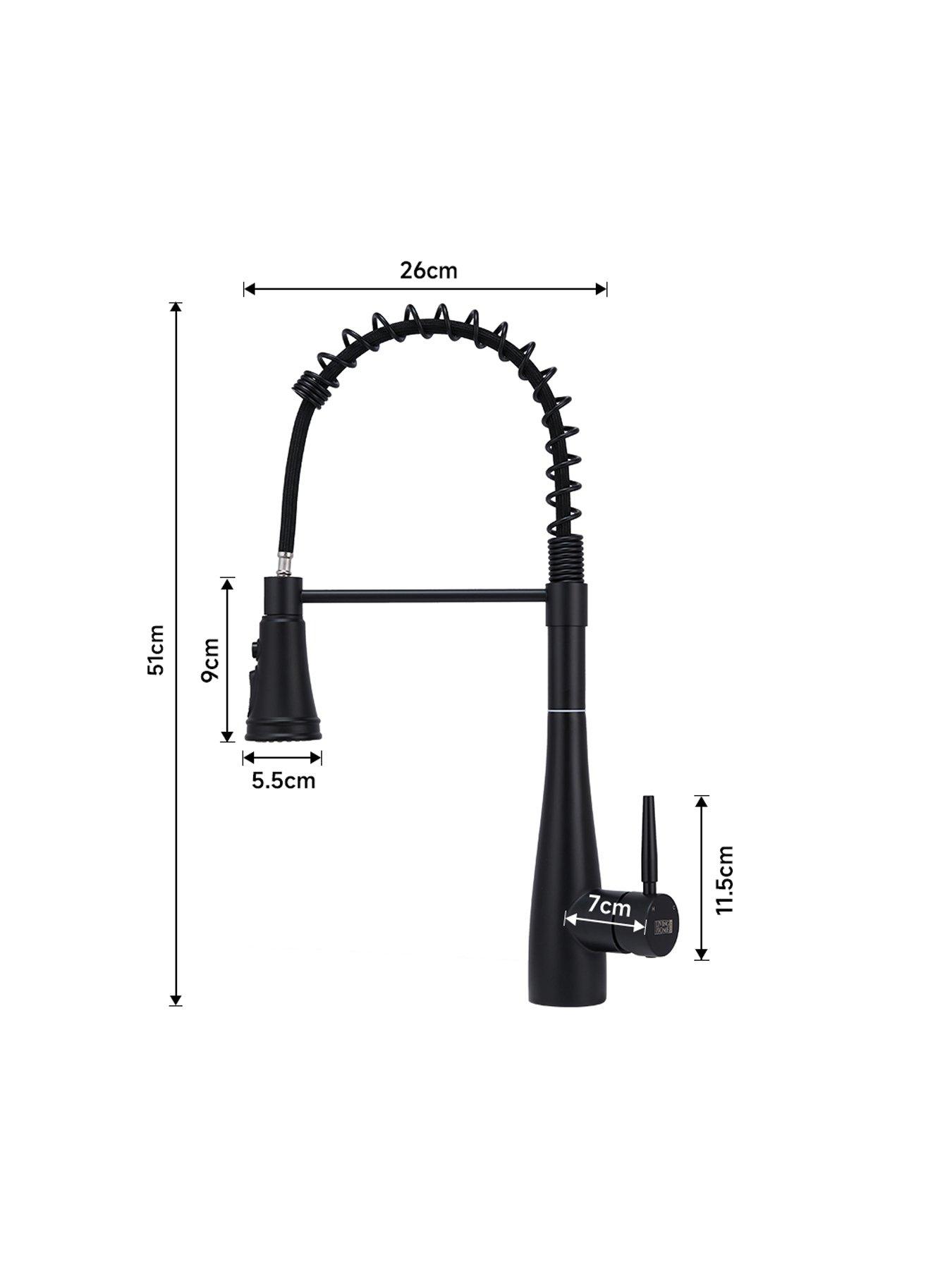 Image 7 of 7 of Living and Home Black Pre-rinse Pull-down Swivel Kitchen Faucet