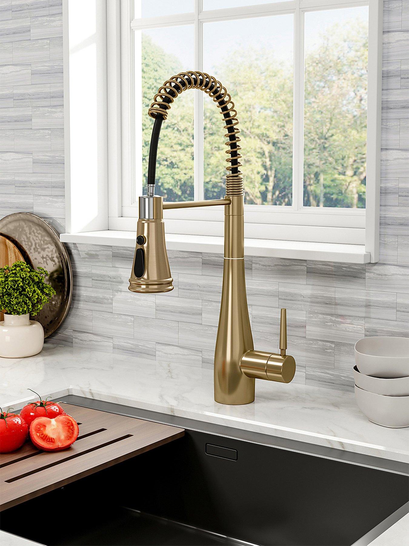 Living and Home Golden Pre-rinse Pull-down Swivel Kitchen Faucet