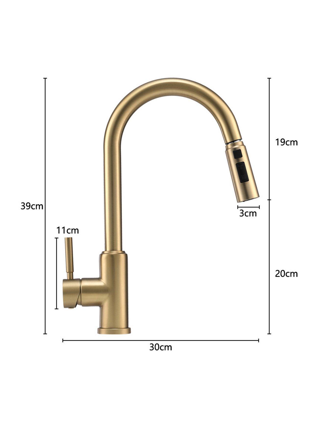 Image 7 of 7 of Living and Home Gold Side Lever Spring Neck Pull Out Kitchen Tap