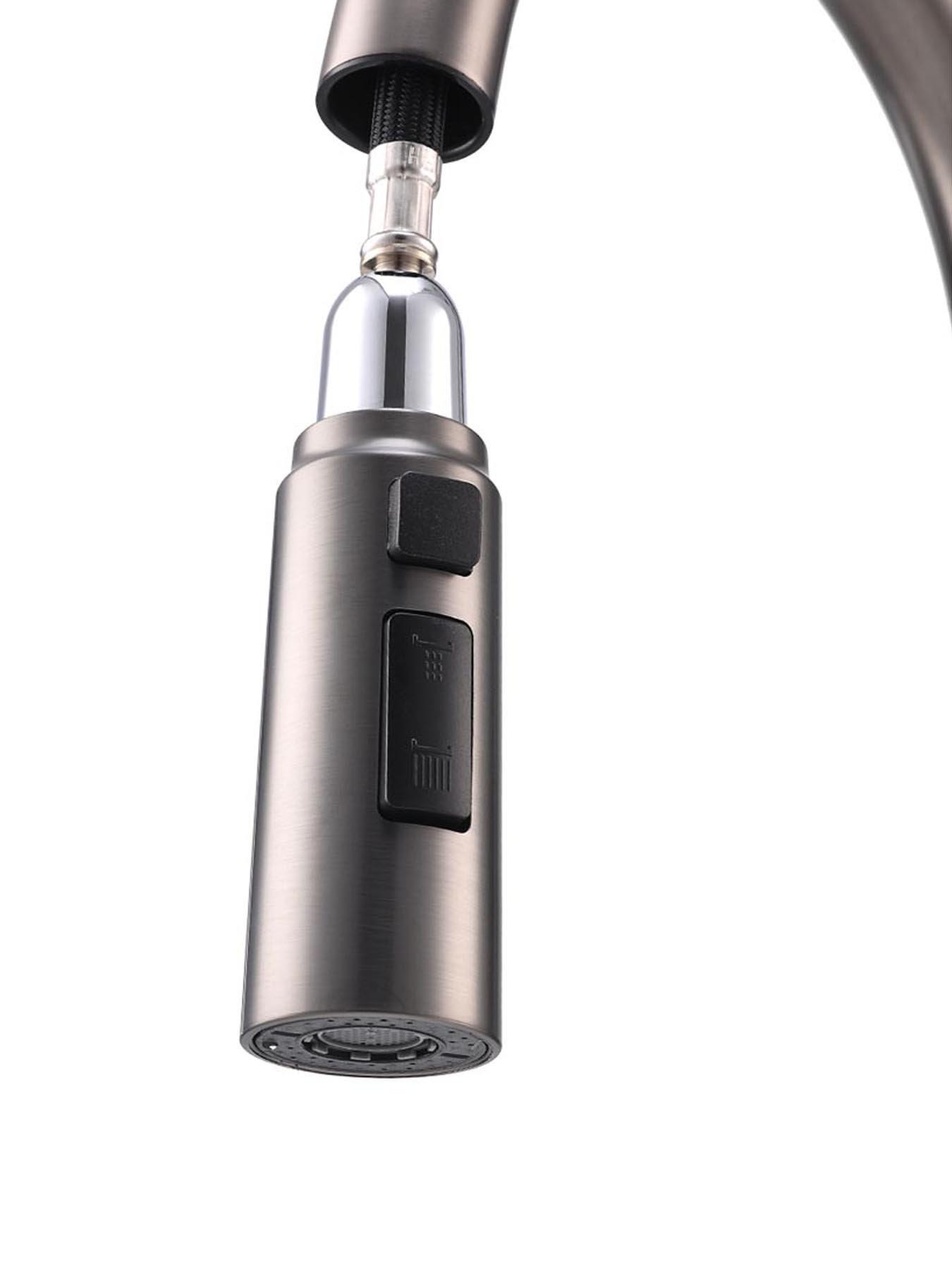  image of living-and-home-grey-side-lever-spring-neck-pull-out-kitchen-tap