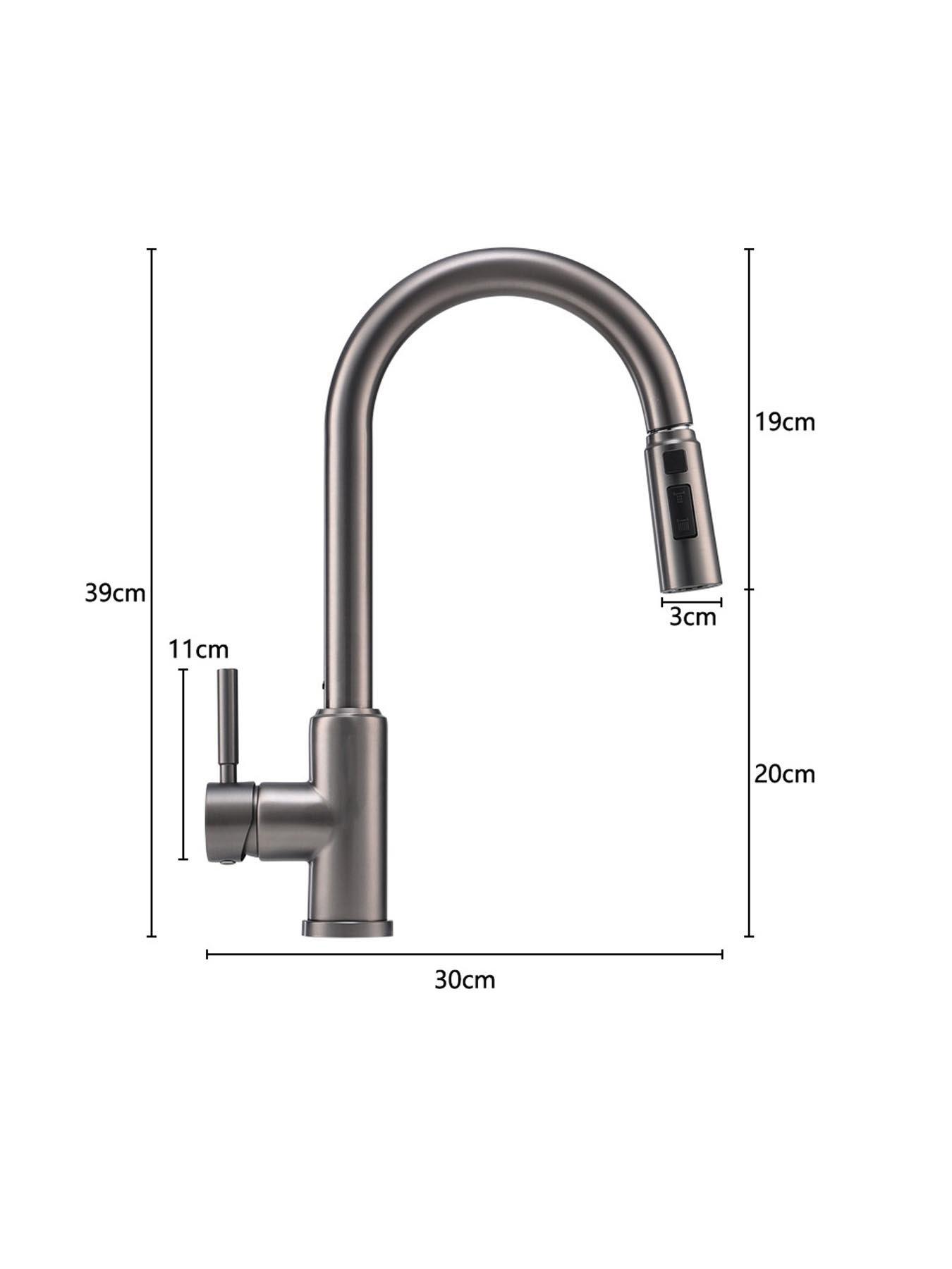 Image 7 of 7 of Living and Home Grey Side Lever Spring Neck Pull Out Kitchen Tap
