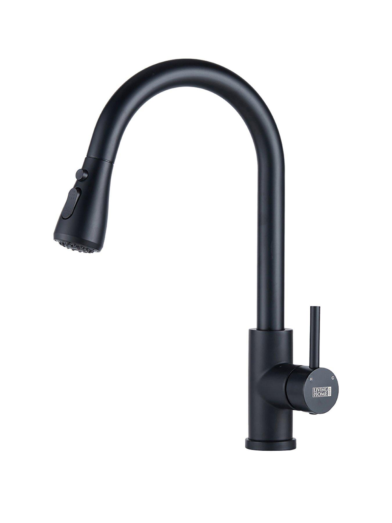 Image 2 of 7 of Living and Home Black Retractable Commercial Pull Out Kitchen Faucet