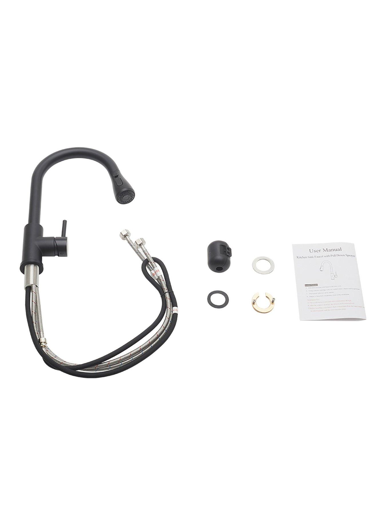Image 5 of 7 of Living and Home Black Retractable Commercial Pull Out Kitchen Faucet