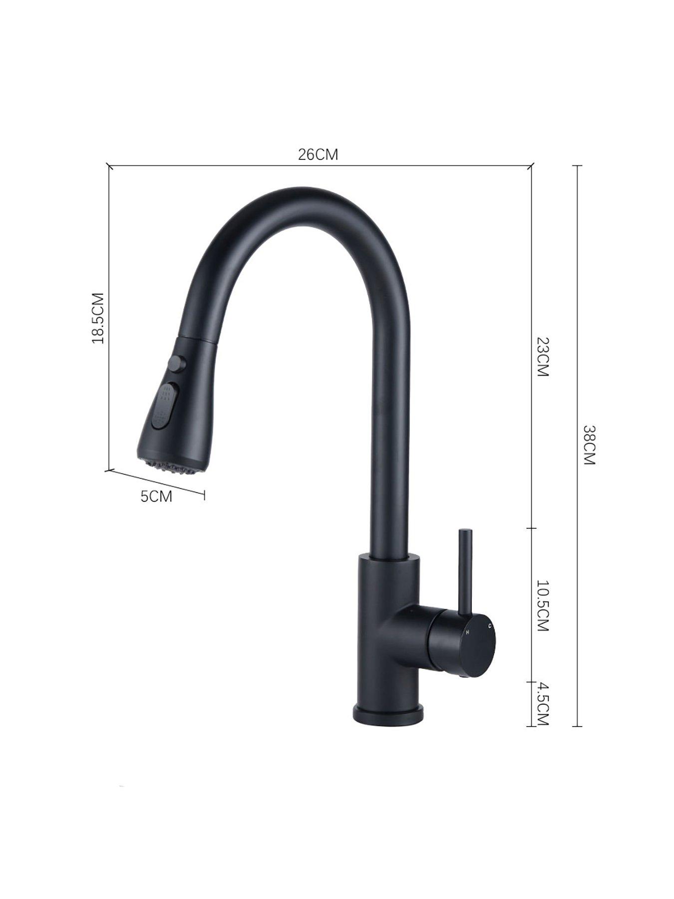 Image 7 of 7 of Living and Home Black Retractable Commercial Pull Out Kitchen Faucet