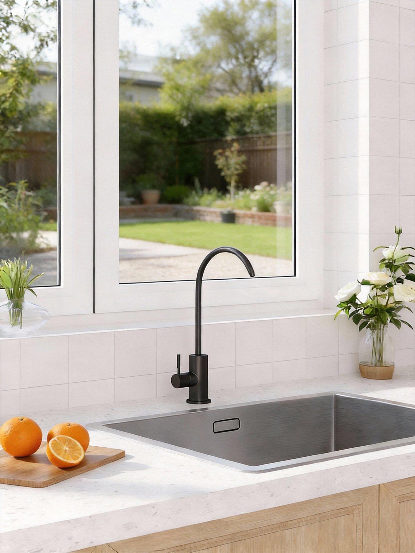 Image 5 of 7 of Living and Home Black Stainless Steel Brushed Kitchen Water Filter Faucet