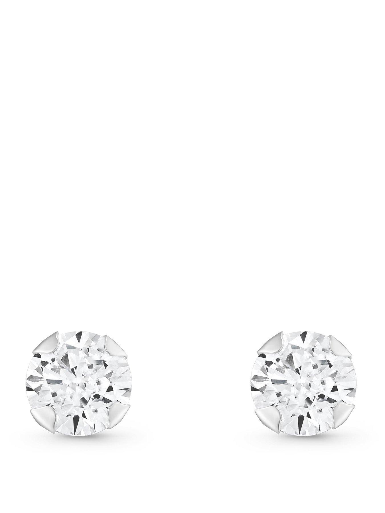 Beaverbrooks Beaverbrooks 9ct White Gold Cubic Zirconia Stud Earrings