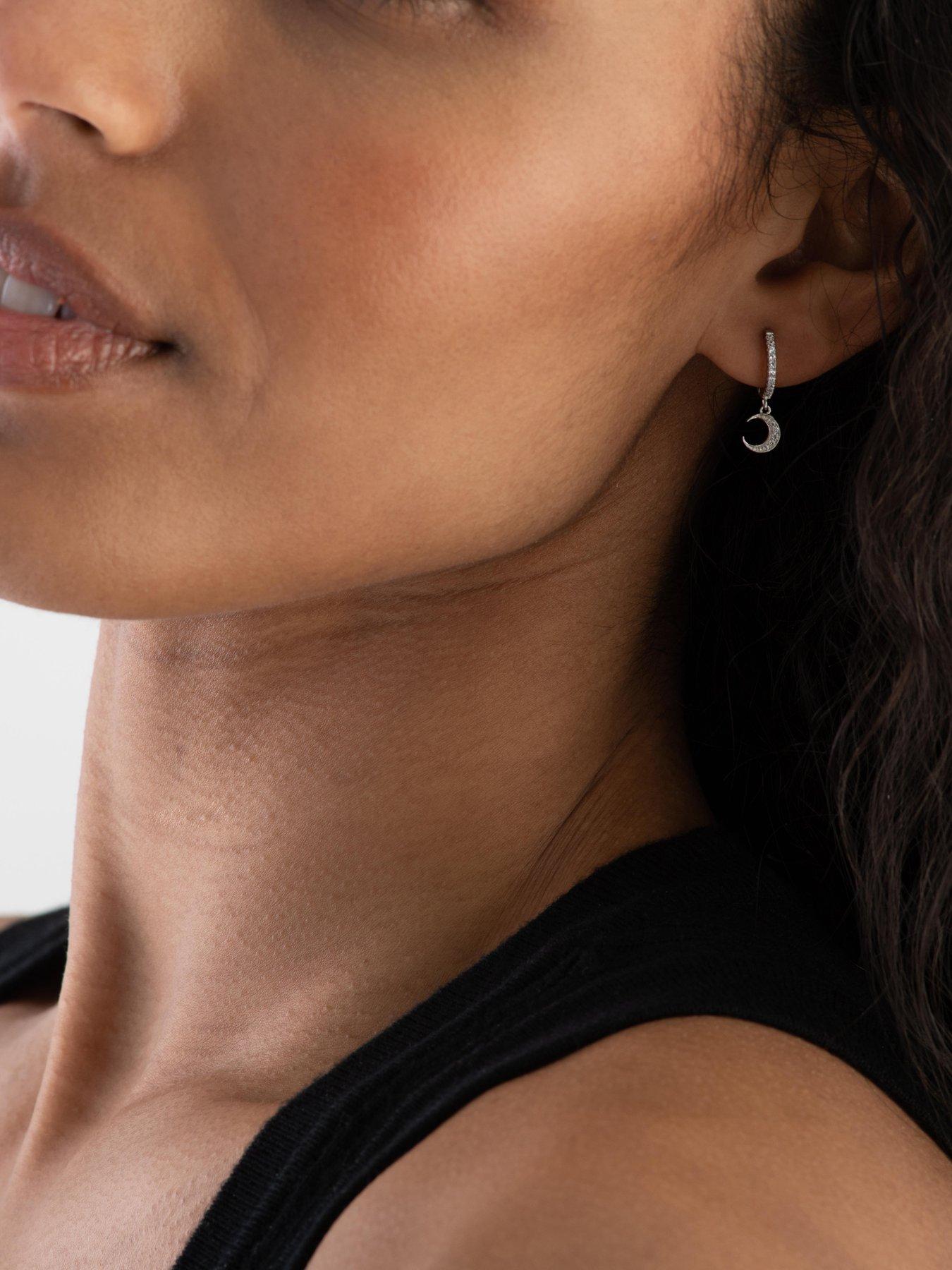  image of beaverbrooks-cubic-zirconia-celestial-moon-star-earrings-silver