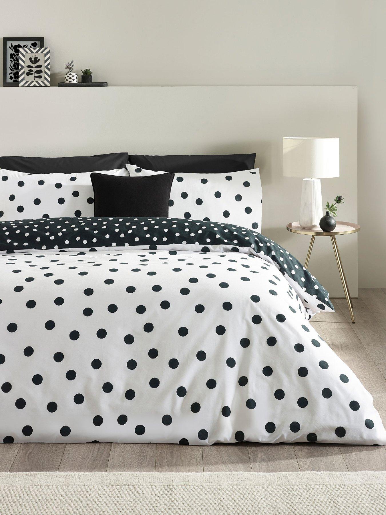 Catherine Lansfield Polka Dot Duvet Set Black / White