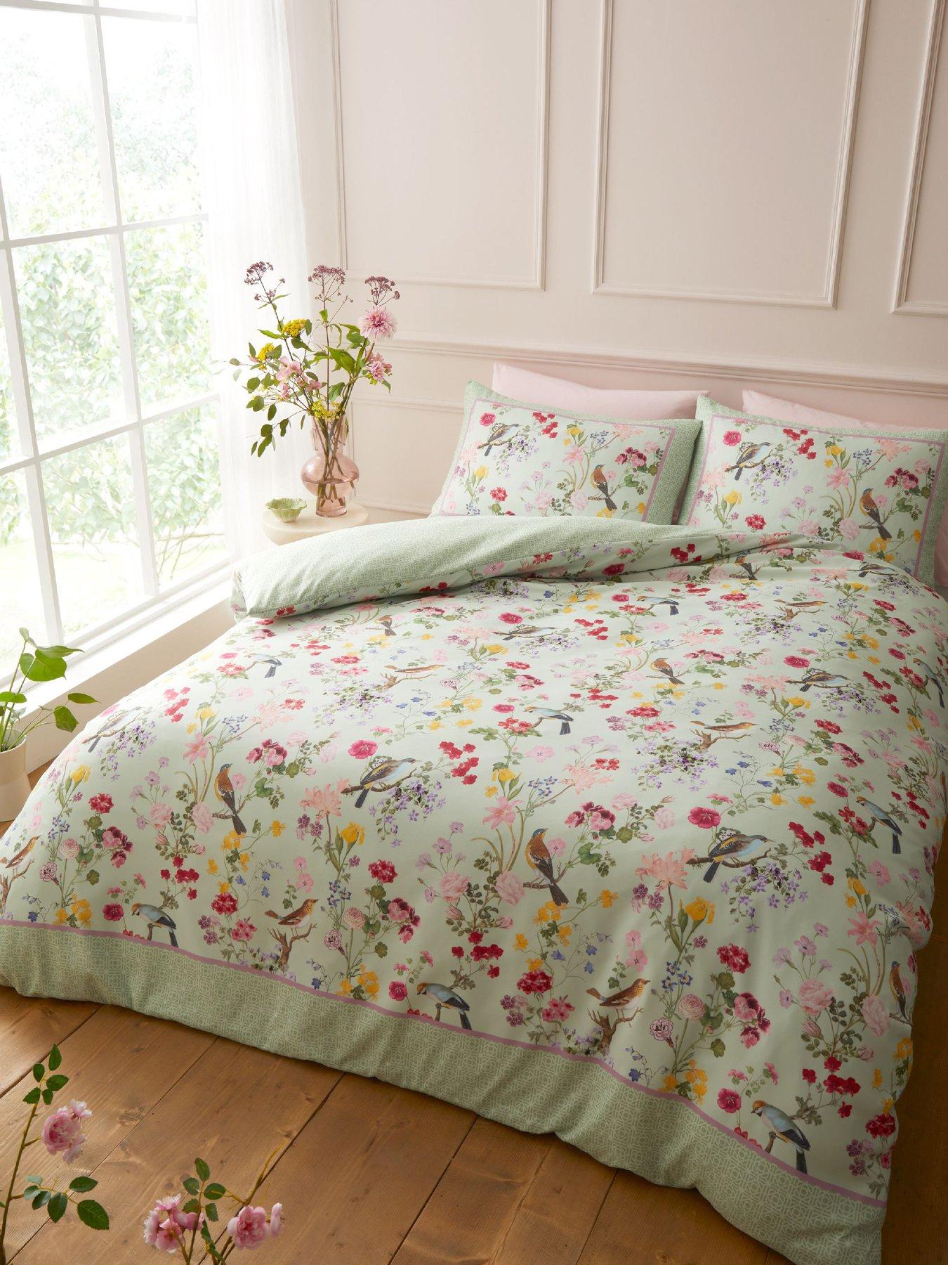 RHS X Catherine Lansfield Birds In Bloom Duvet Set Green