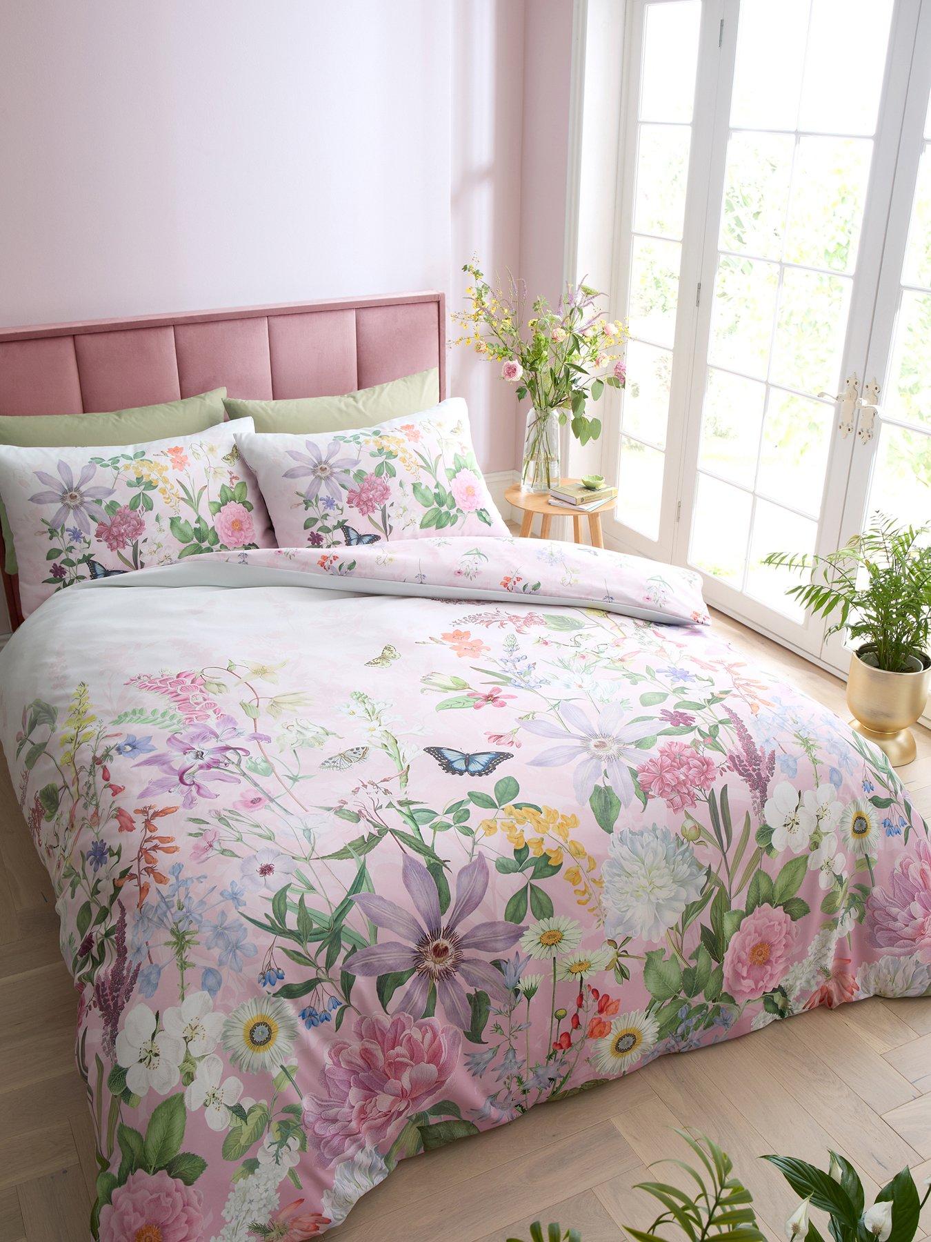 RHS X Catherine Lansfield Enchanted Butterfly Garden Duvet Set Pink