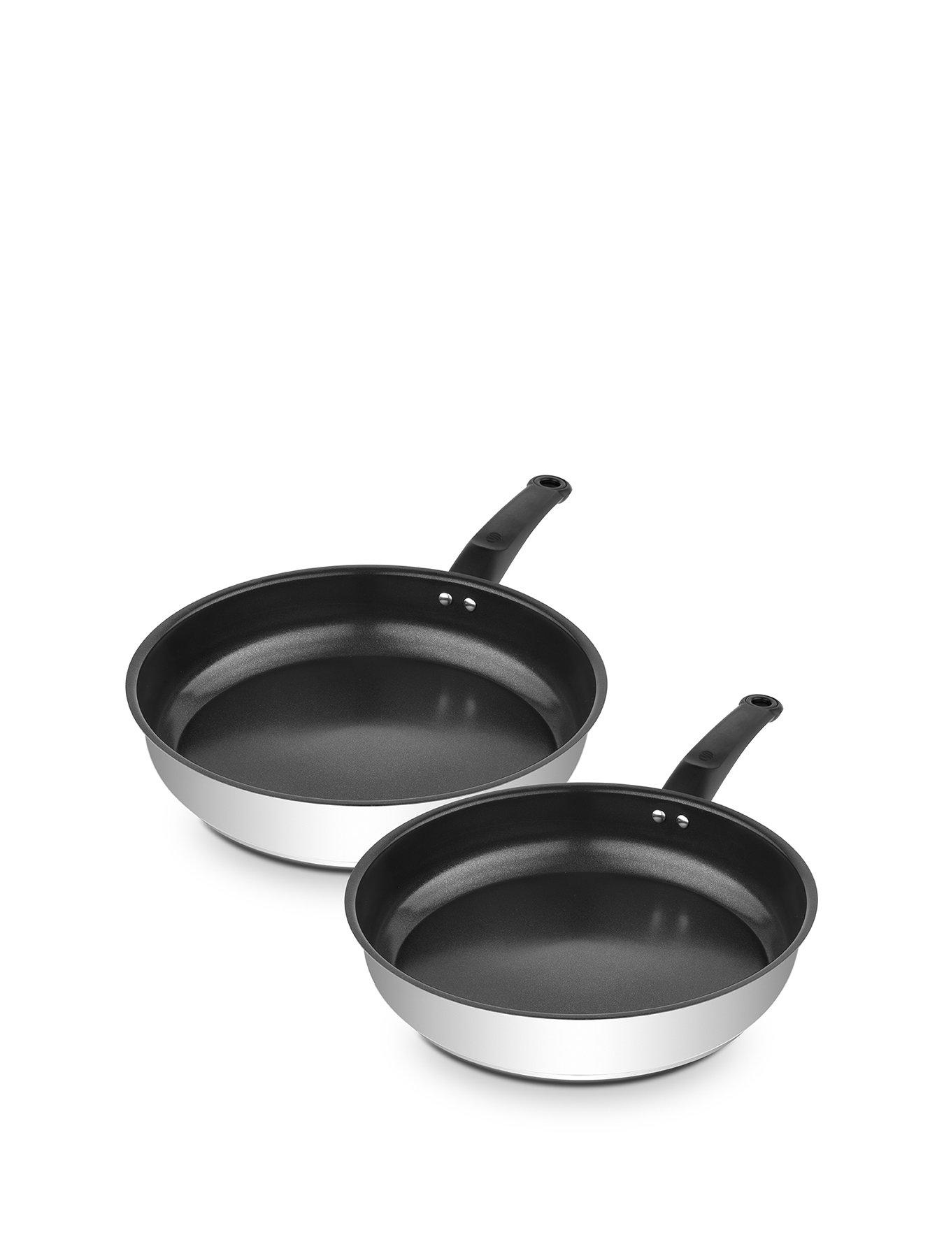 Image 1 of 6 of Swan Townhouse Stainless Steel 20cm &amp; 28cm Frying Pan set