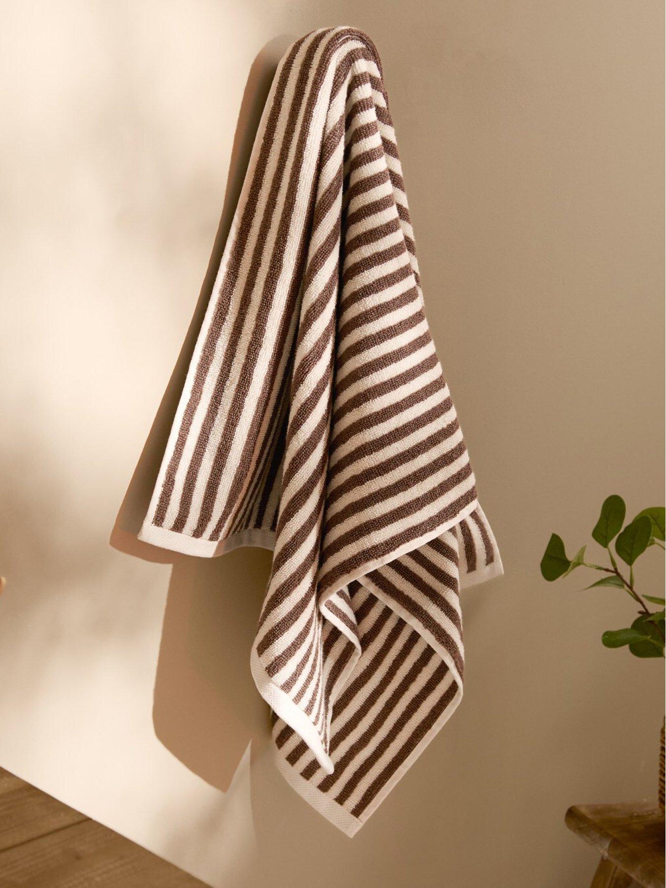  image of yard-hebden-stripe-towel-collection-chocolate