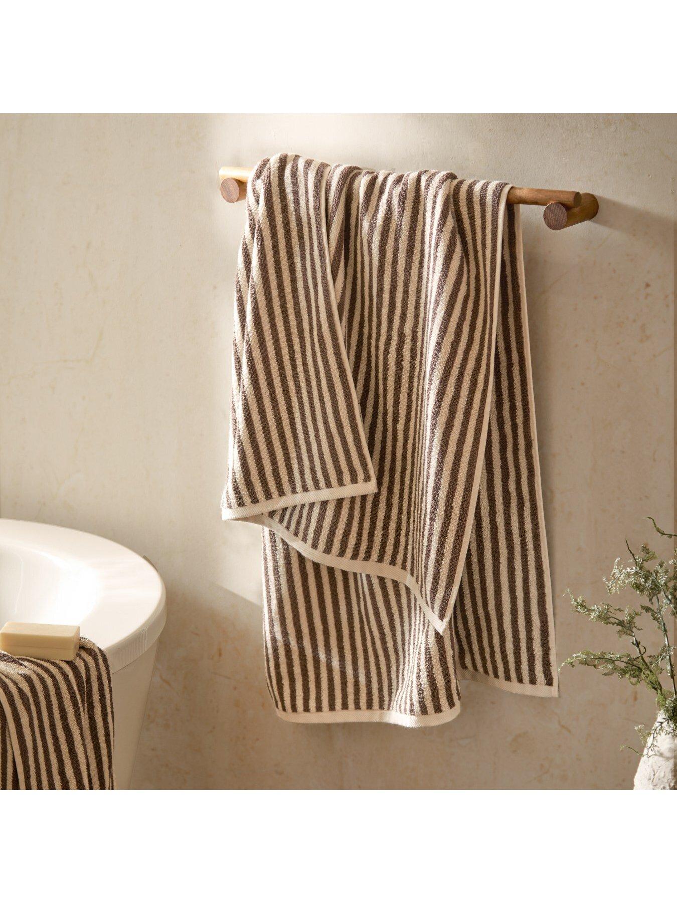  image of yard-hebden-stripe-towel-collection-chocolate