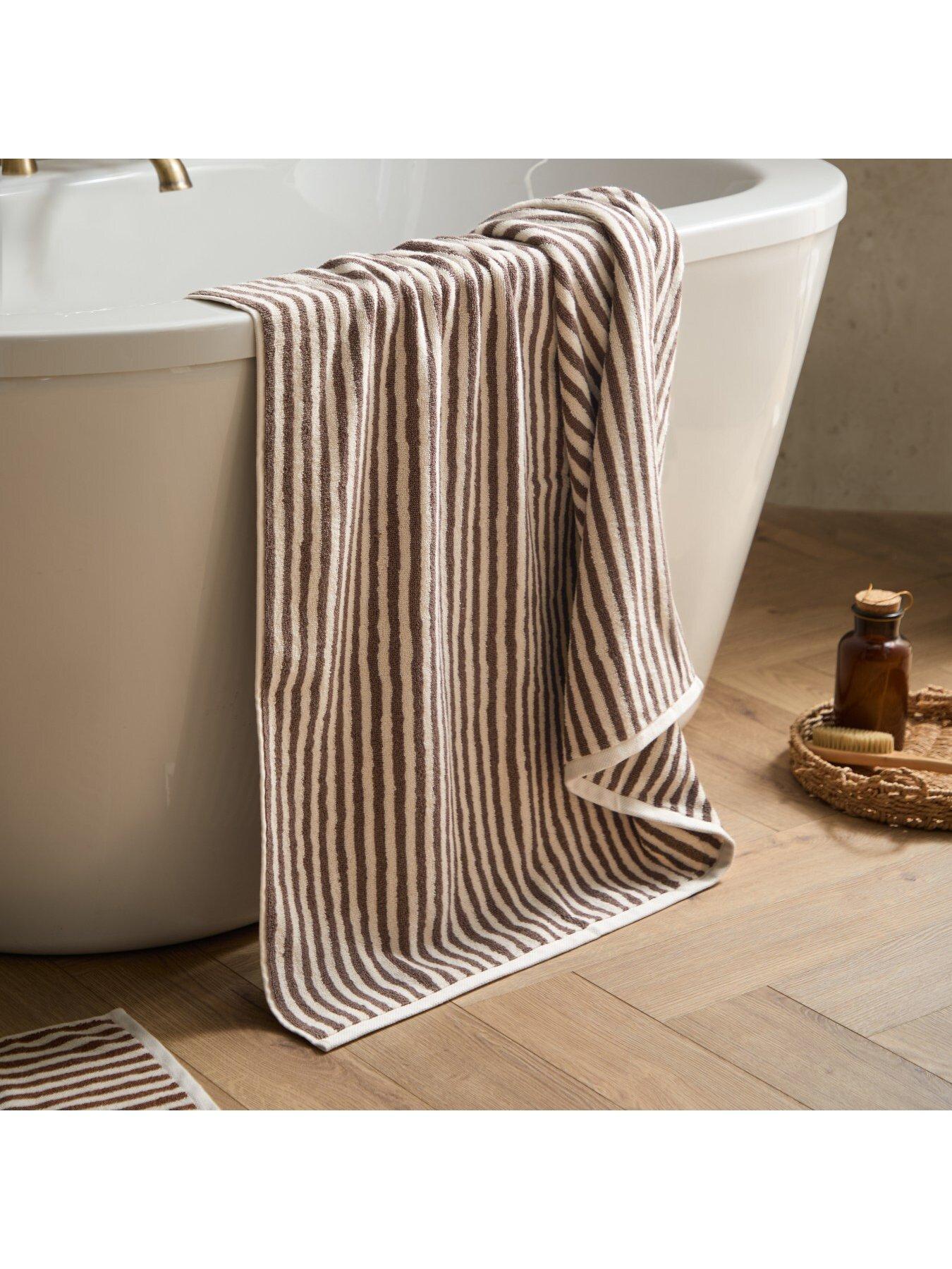  image of yard-hebden-stripe-towel-collection-chocolate