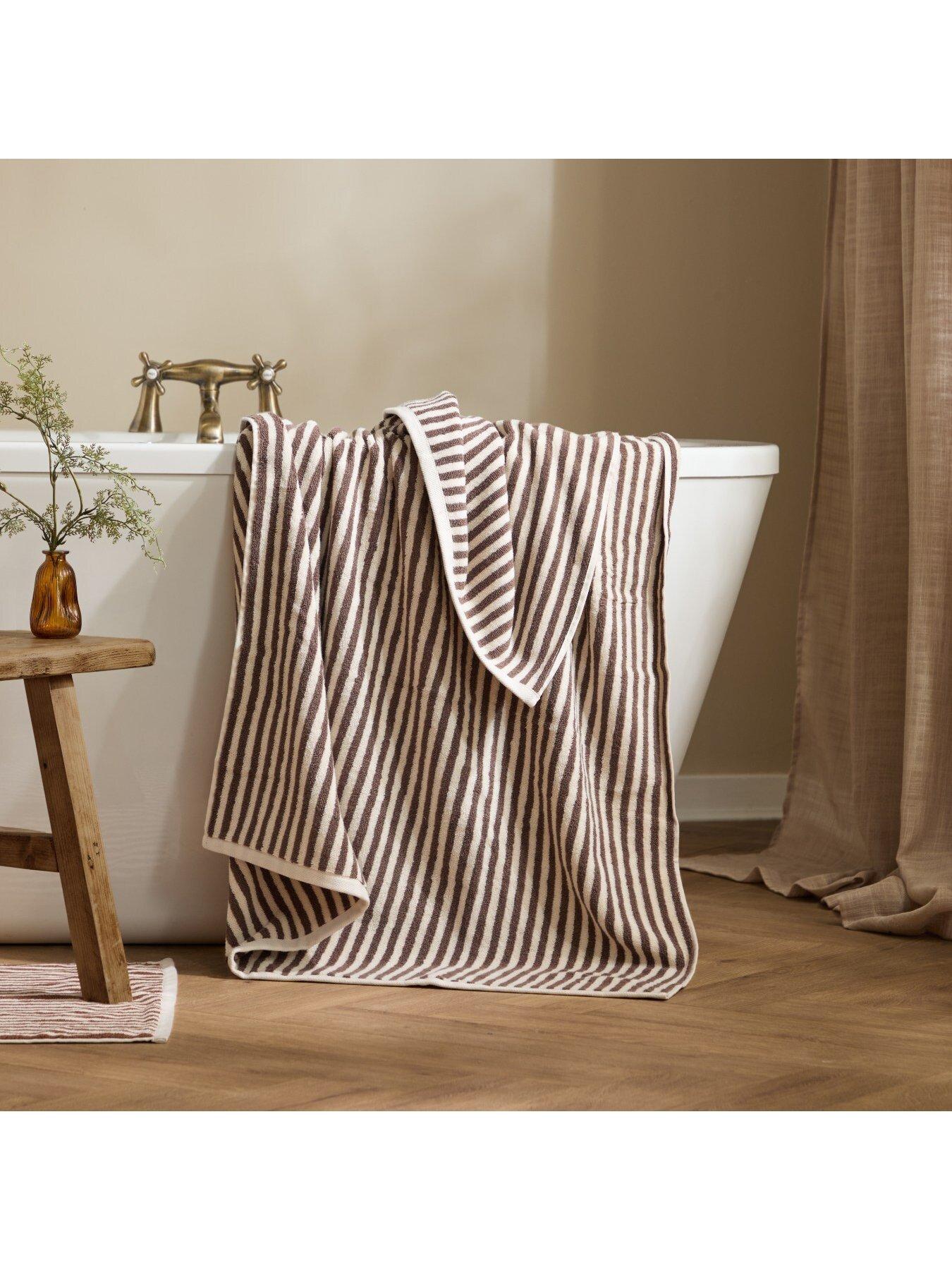  image of yard-hebden-stripe-towel-collection-chocolate