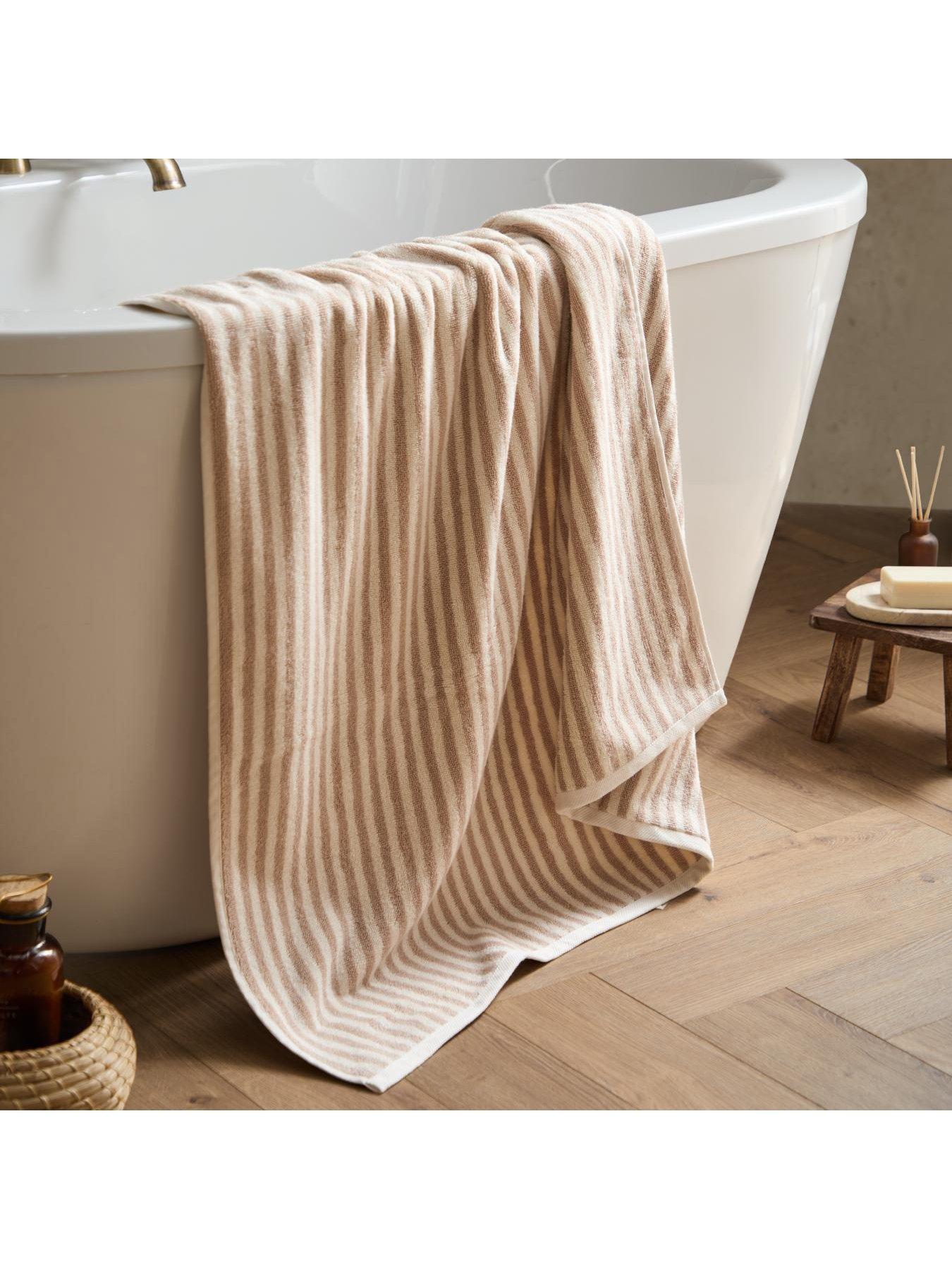  image of yard-hebden-stripe-towel-collection-natural