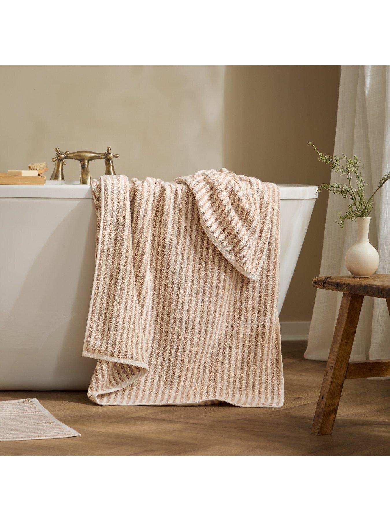  image of yard-hebden-stripe-towel-collection-natural