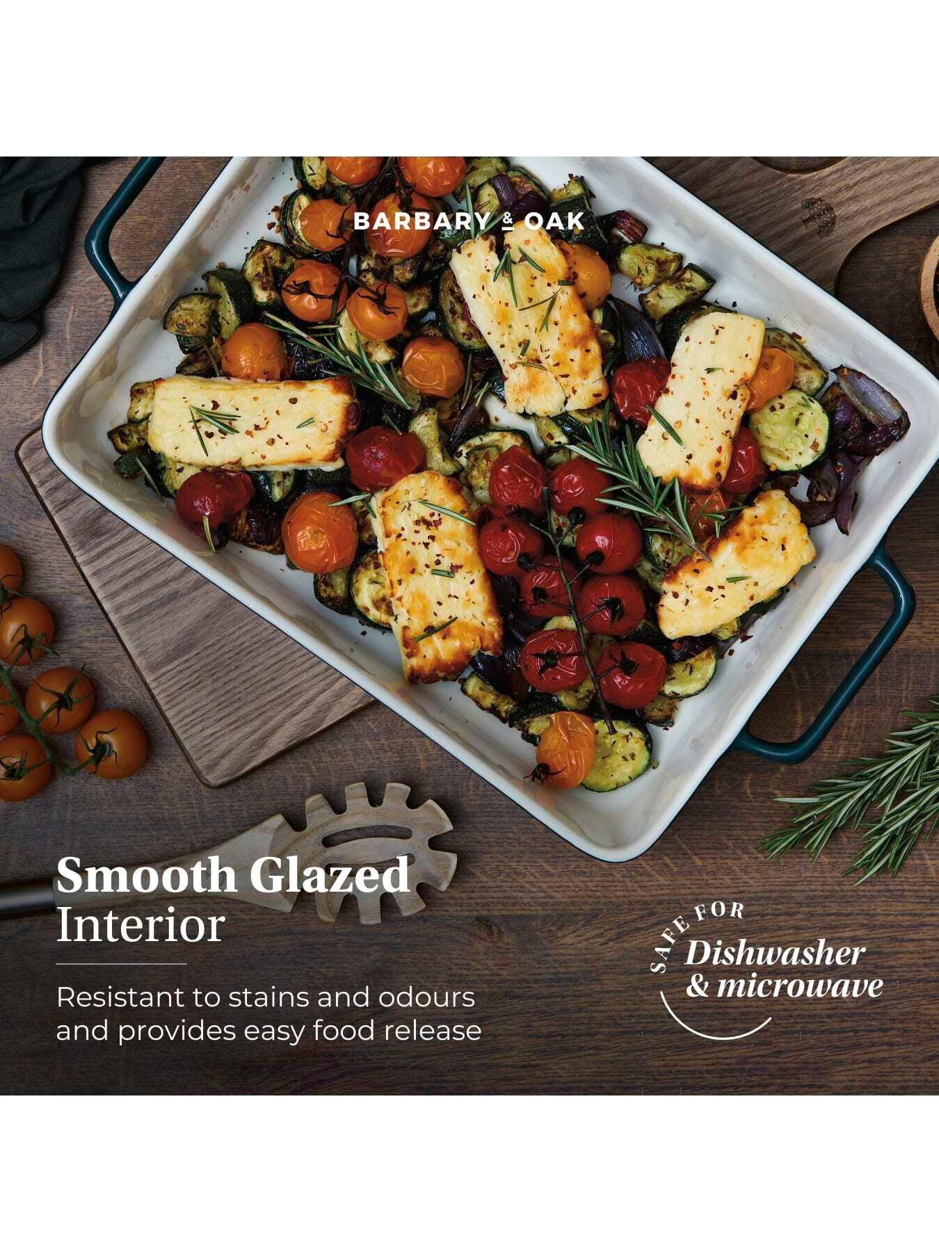  image of barbary-oak-nattura-38cm-rectangular-baking-dish-easy-grip-handles-agave