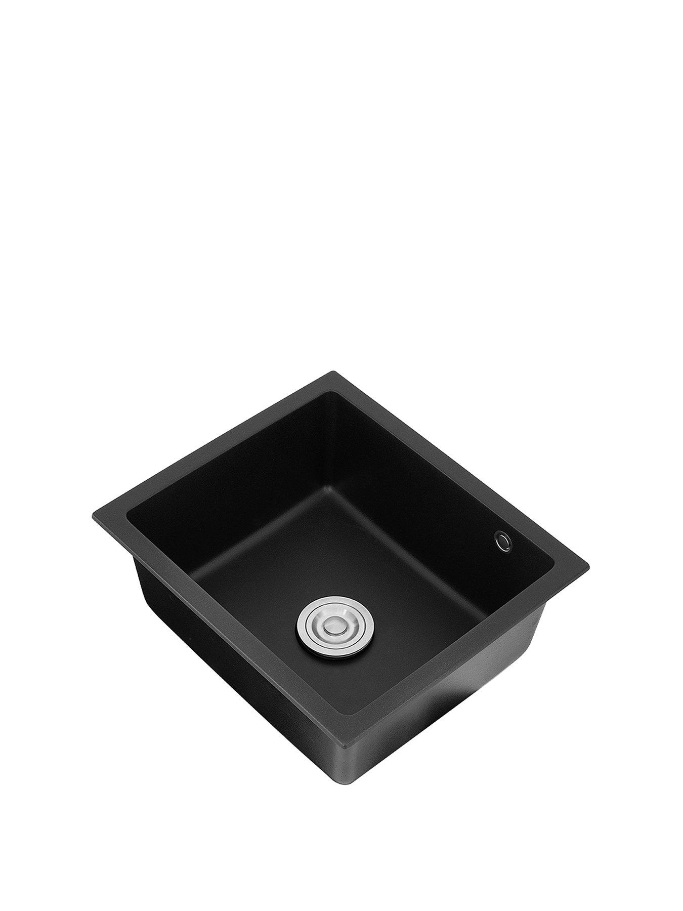 Image 2 of 7 of Living and Home Black Single Bowl Kitchen Sink With Strainer Waste Kit
