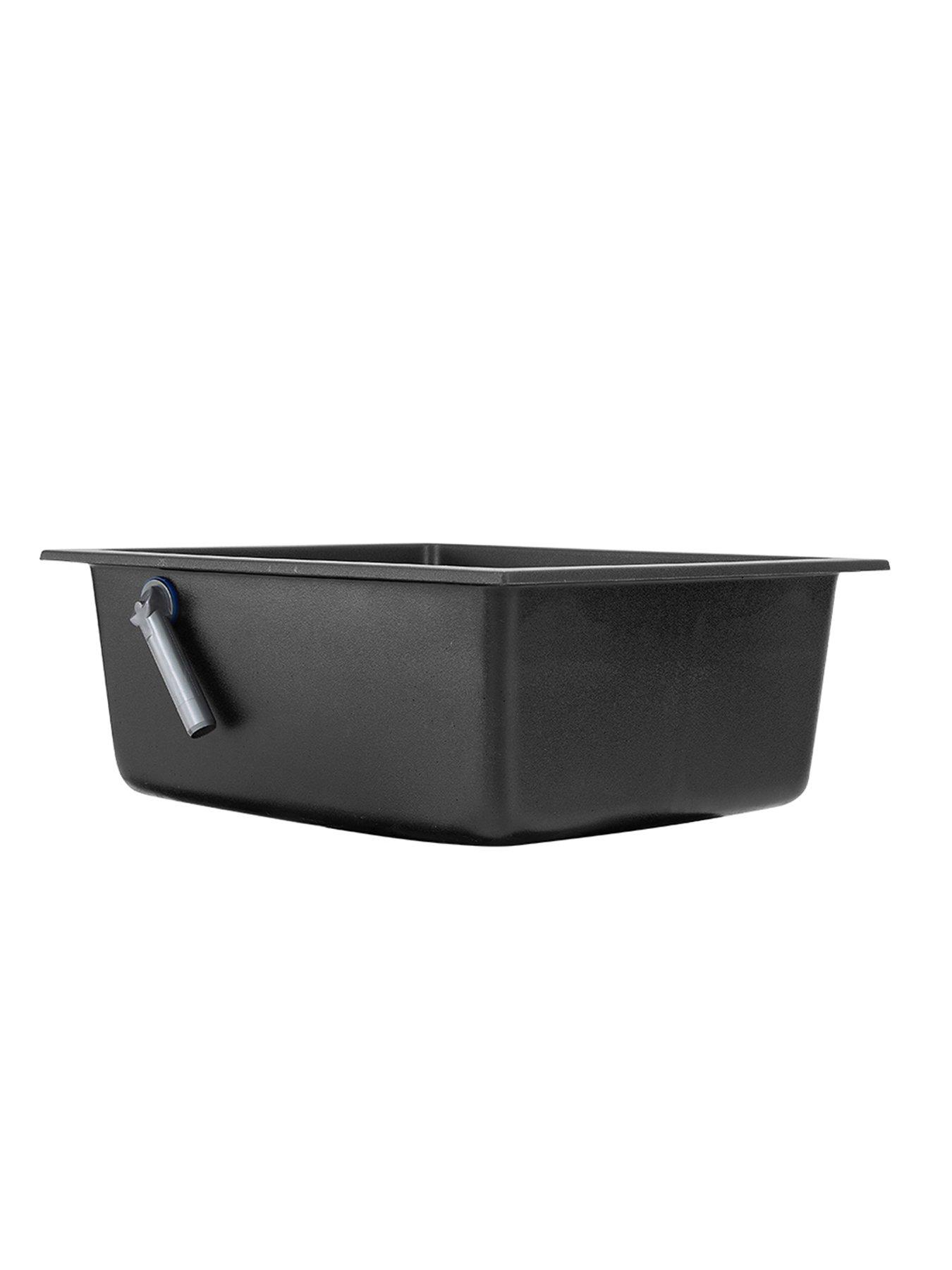 Image 6 of 7 of Living and Home Black Single Bowl Kitchen Sink With Strainer Waste Kit