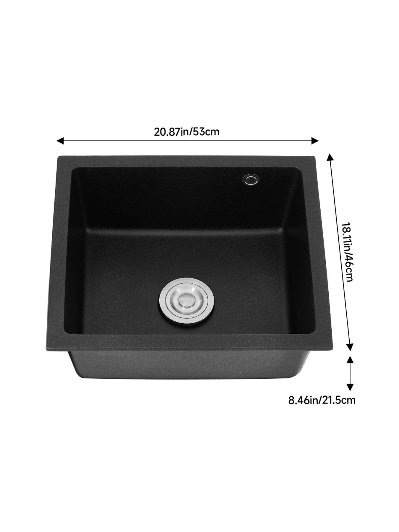 Image 7 of 7 of Living and Home Black Single Bowl Kitchen Sink With Strainer Waste Kit