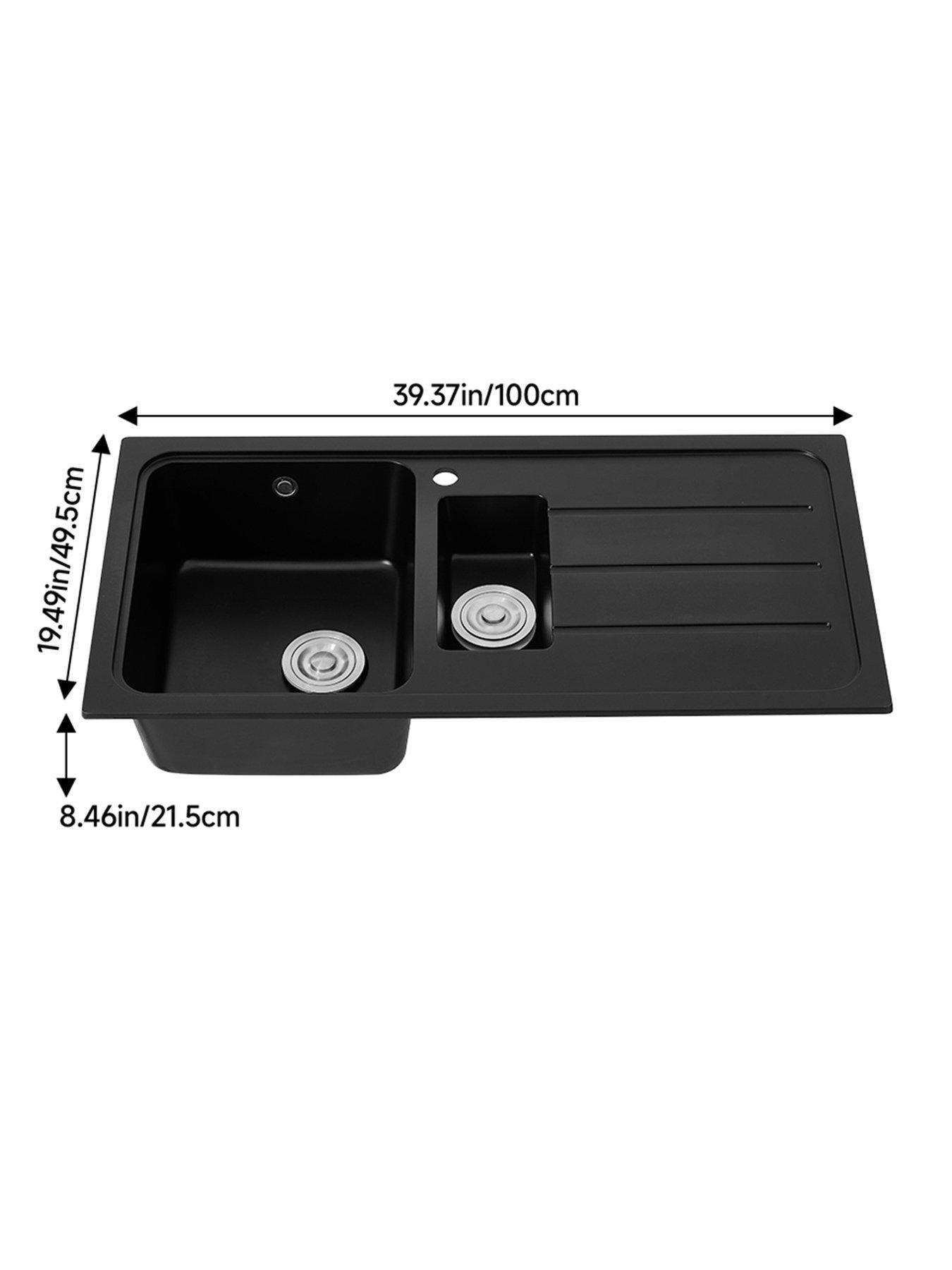 Image 7 of 7 of Living and Home Double Bowl Kitchen Sink With Strainer Waste Kit