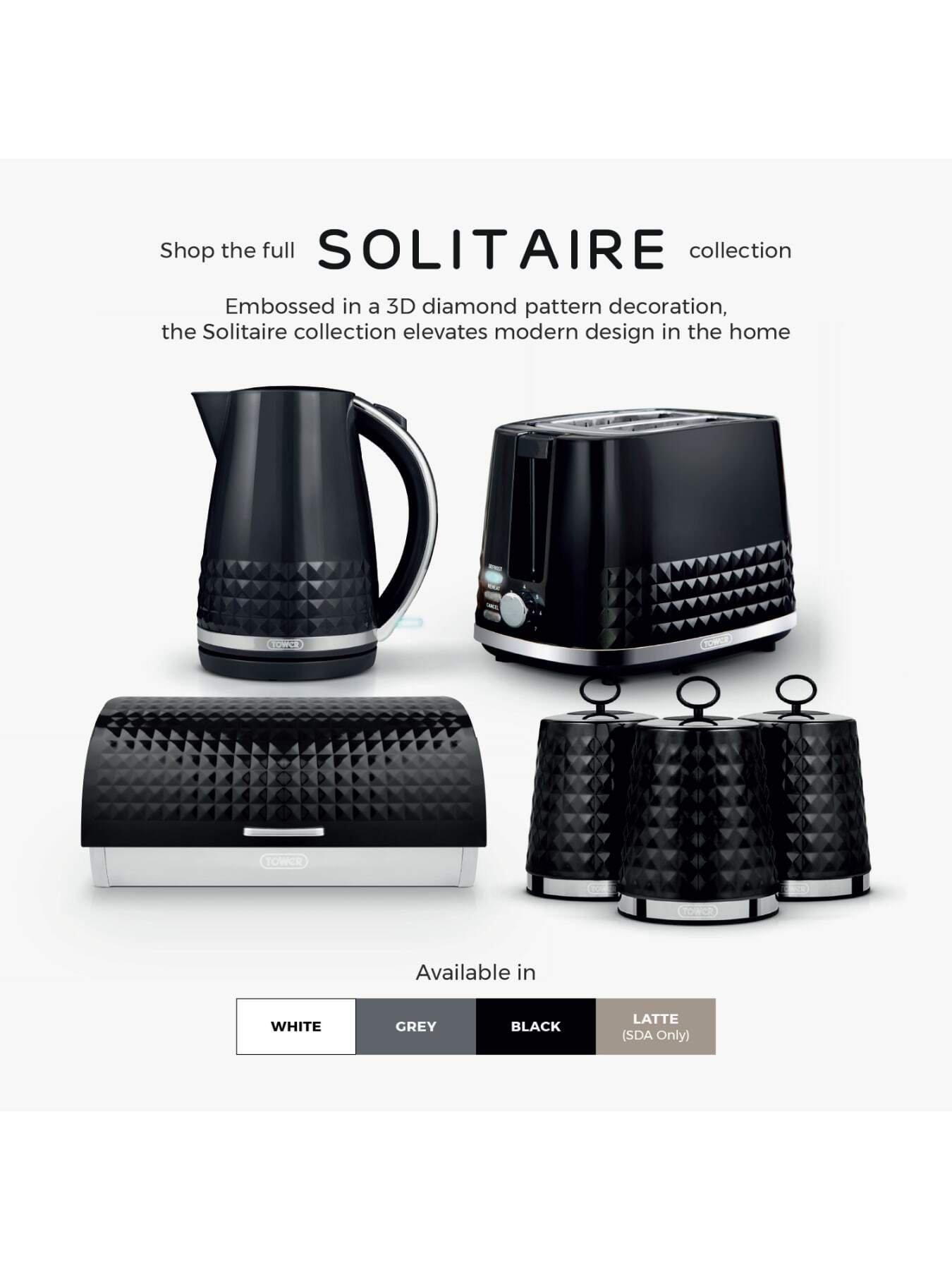 Image 4 of 6 of Tower Solitaire 4 Piece Bread Bin And Canister Set, Black