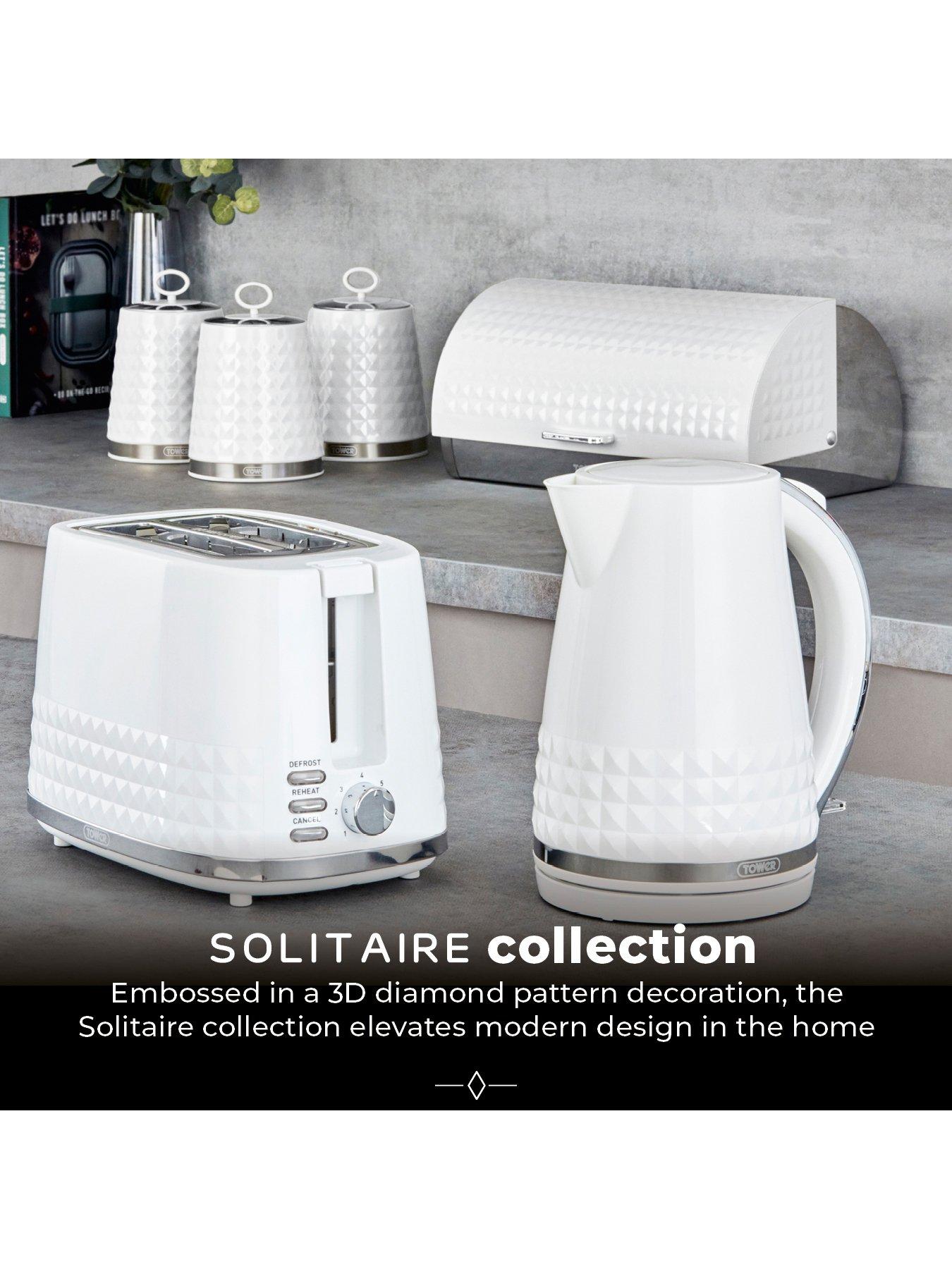 image of tower-solitaire-4-piece-bread-bin-and-canister-set-white