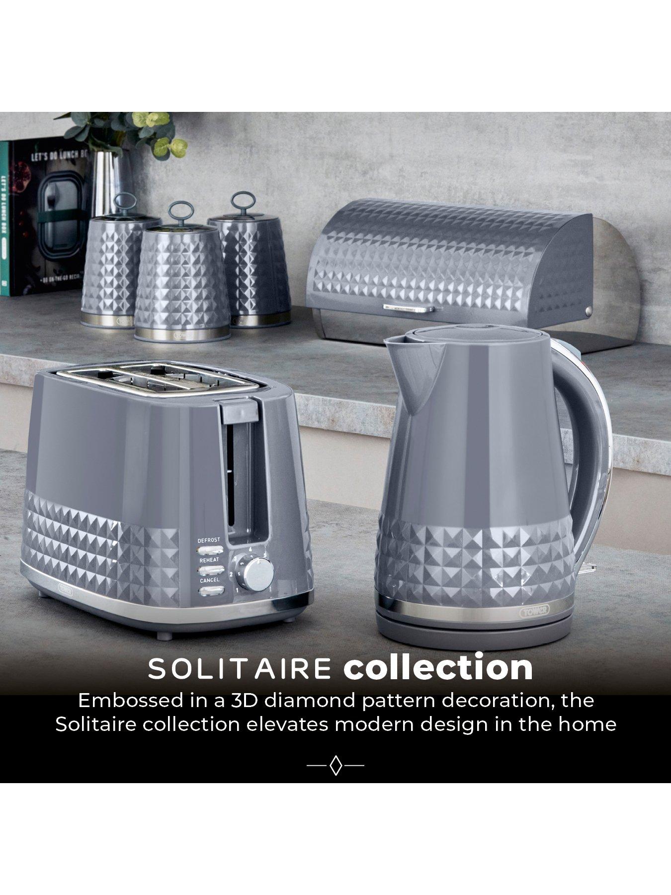  image of tower-solitaire-4-piece-bread-bin-and-canister-set-grey