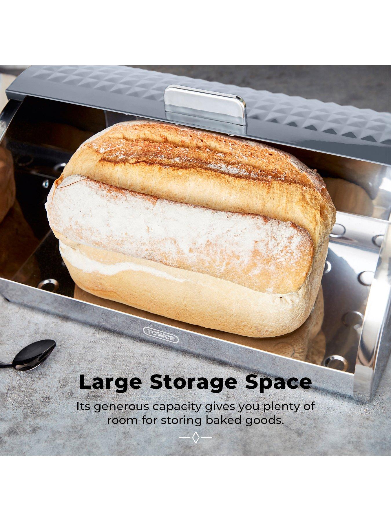  image of tower-solitaire-4-piece-bread-bin-and-canister-set-grey